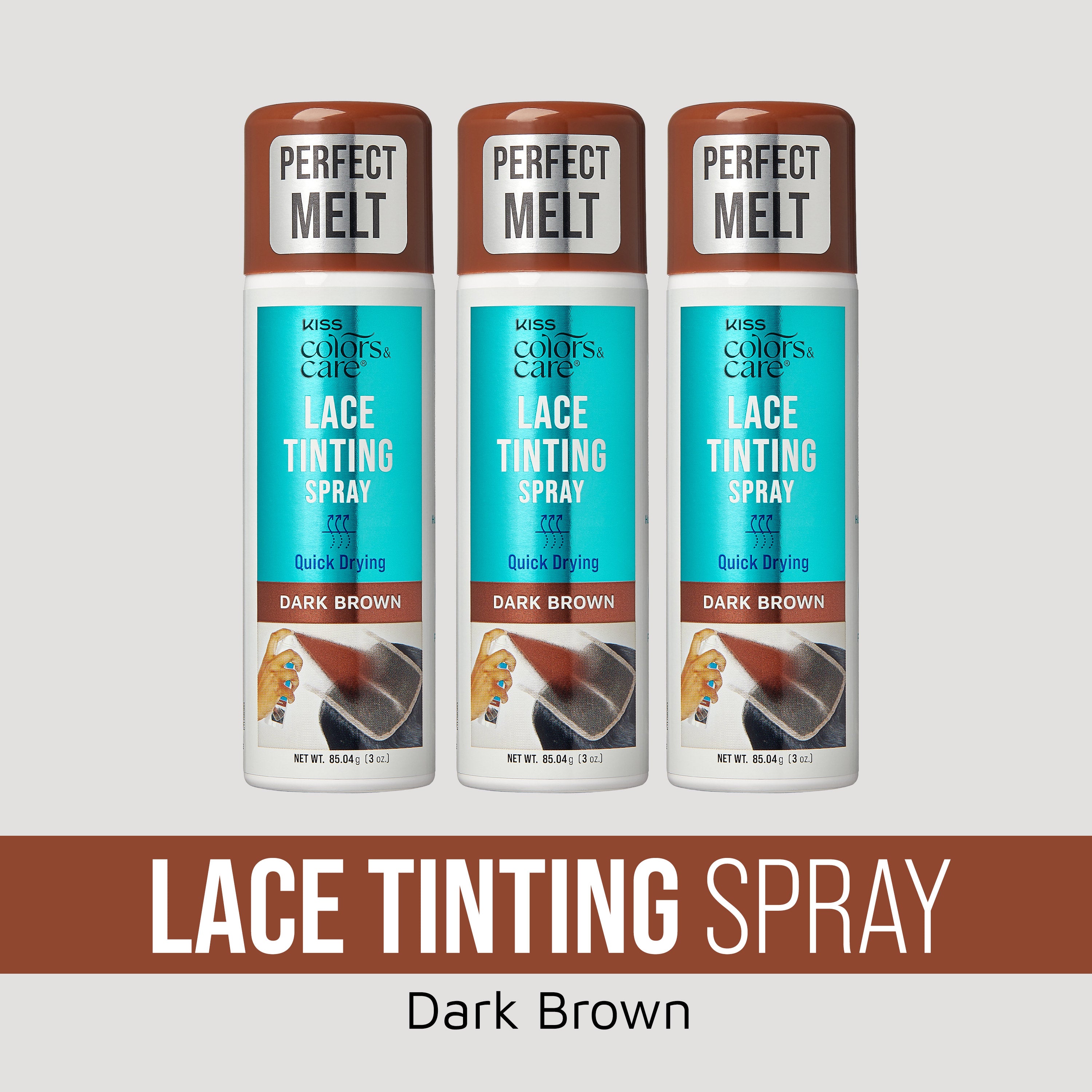 KISS Colors & Care Lace Tinting Spray Dark Brown Bundle 3 Pack