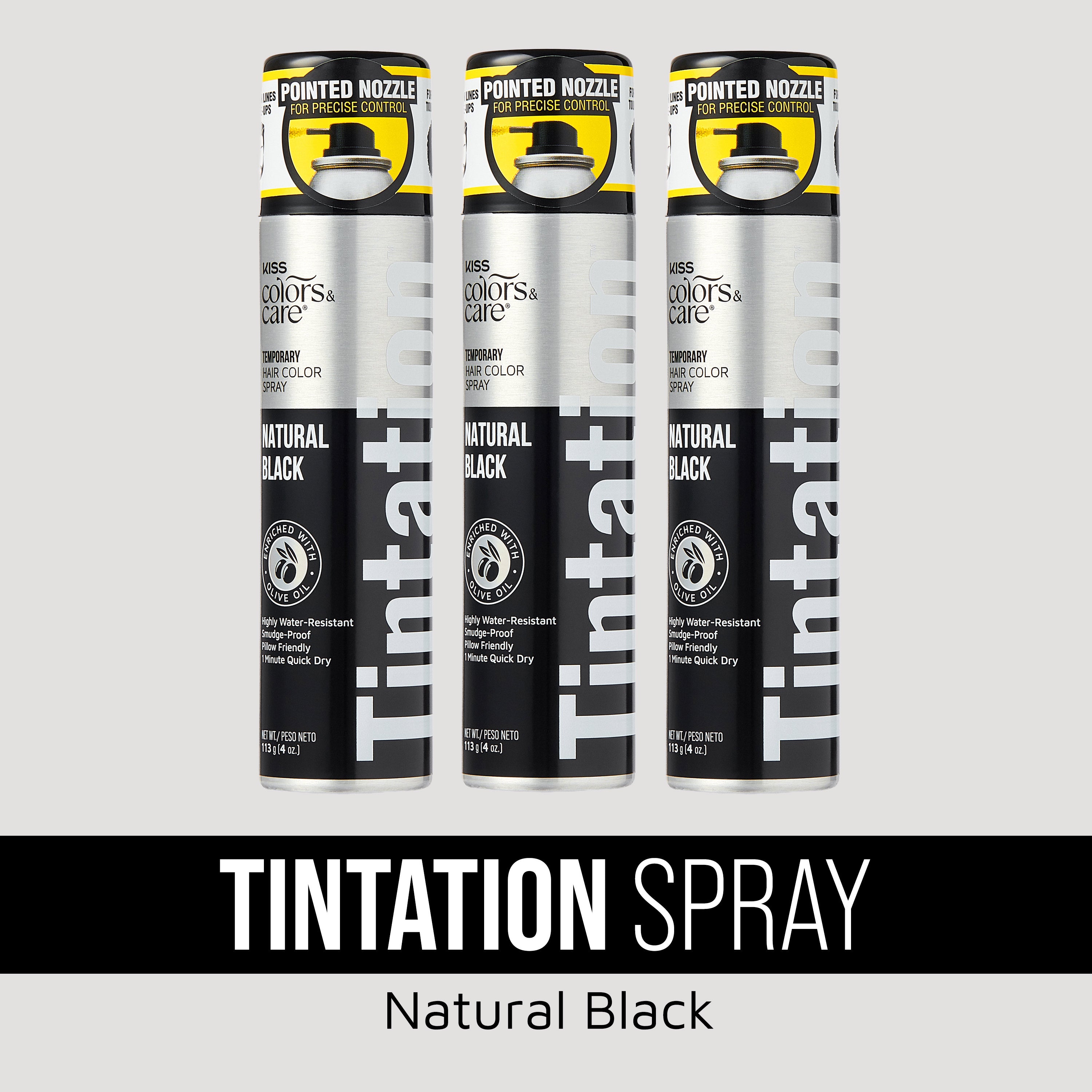 KISS Colors & Care Tintation Spray Natural Black Bundle - 3 Pack