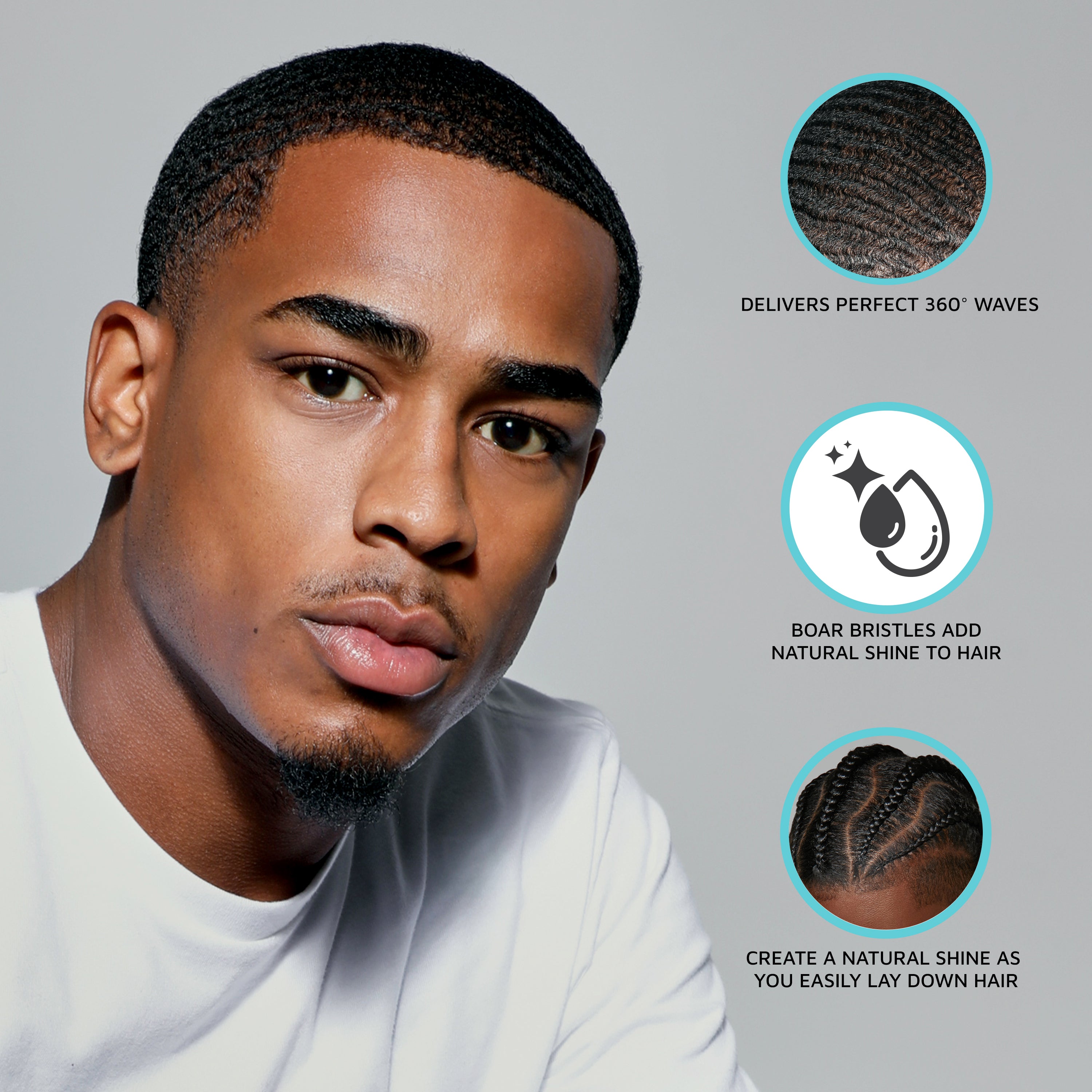 KISS Colors & Care 360 Power Wave Premium Boar Brush - Medium Soft