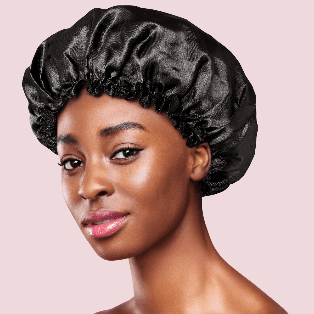 Silky Satin X-Large Bonnet Cap - Black