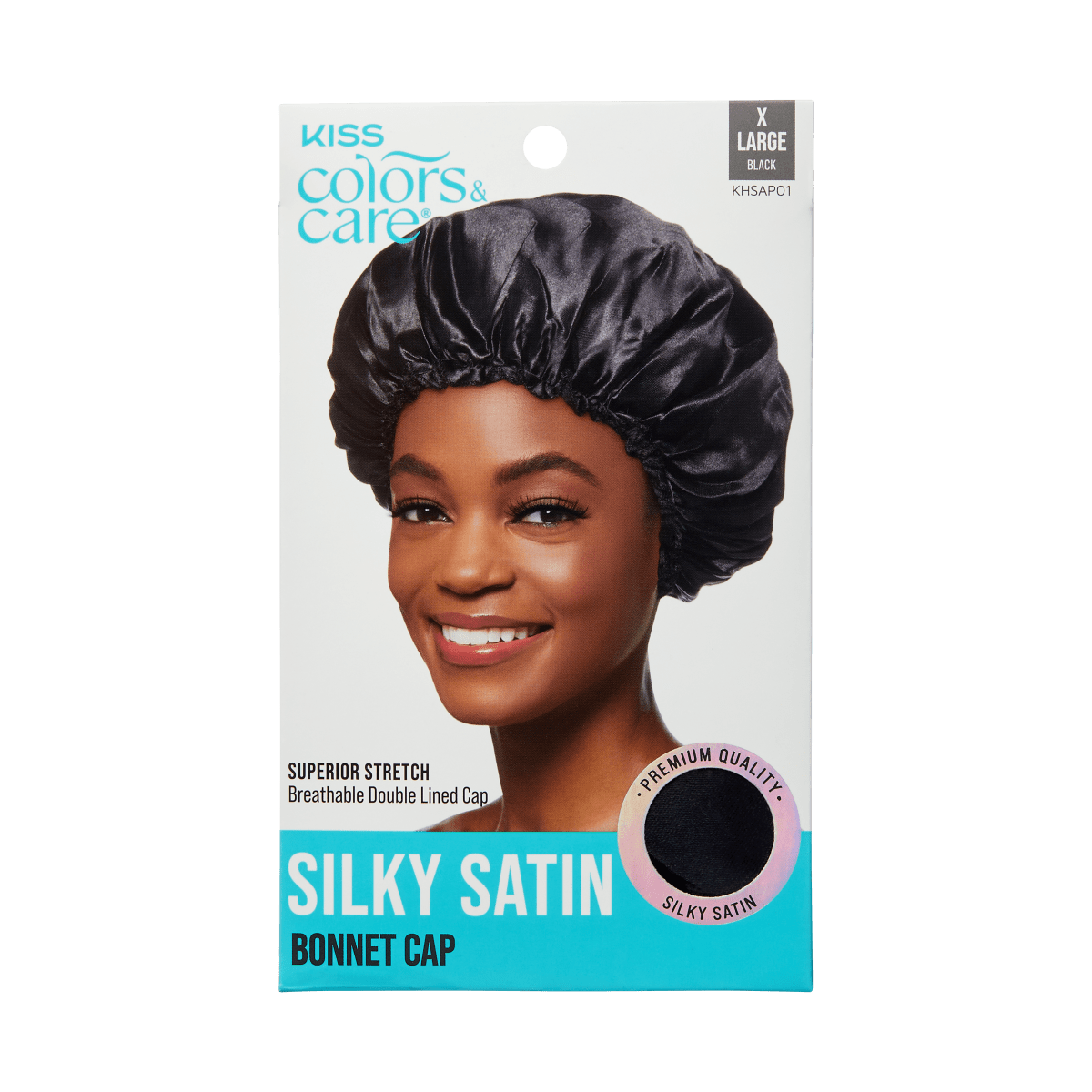 Silky Satin X-Large Bonnet Cap - Black