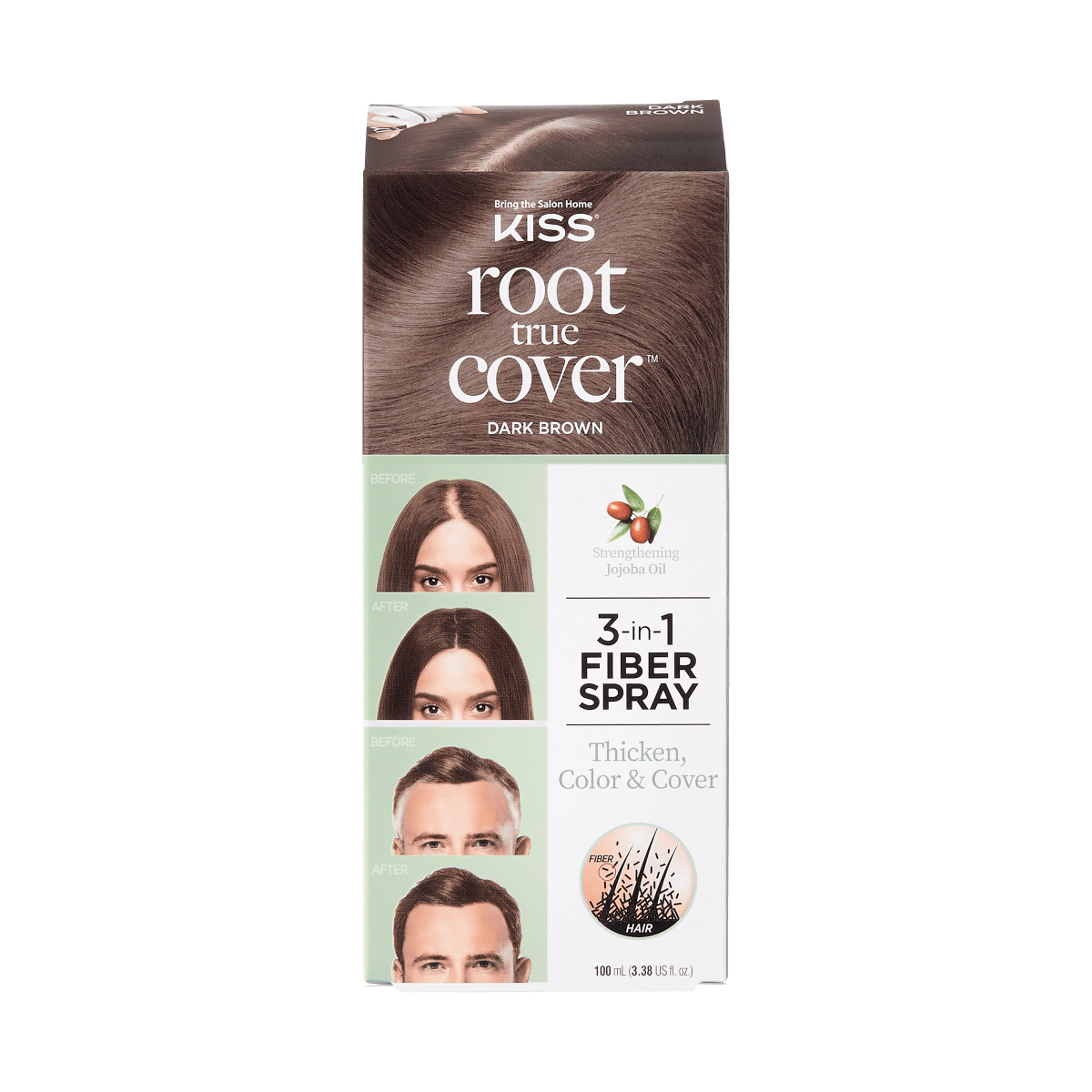 KISS Root True Cover Hair Thickening Fiber Spray - Dark Brown