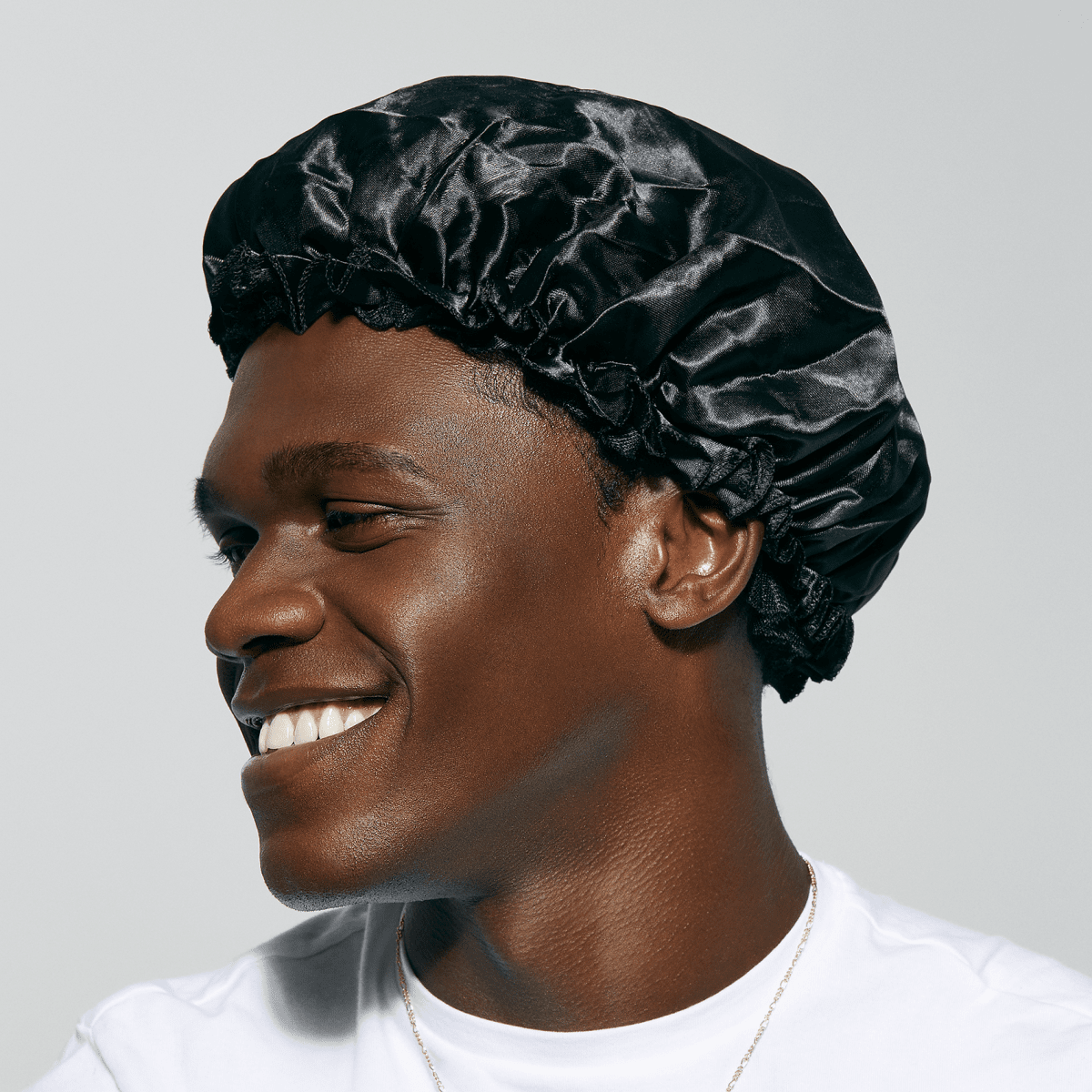 Silky Satin X-Large Bonnet Cap - Black