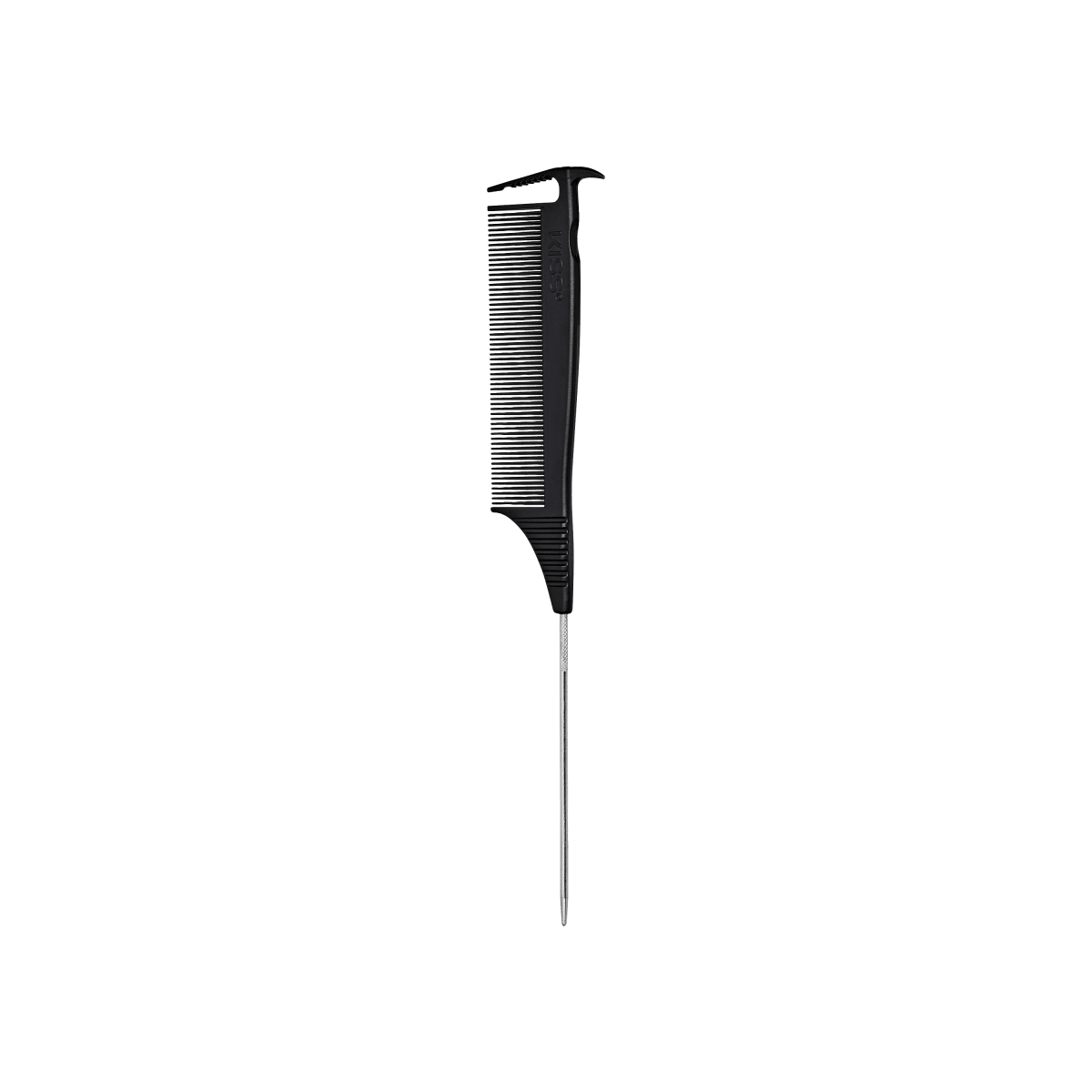 KISS Colors & Care Axe Parting Comb shown on its side outside of the packaging.