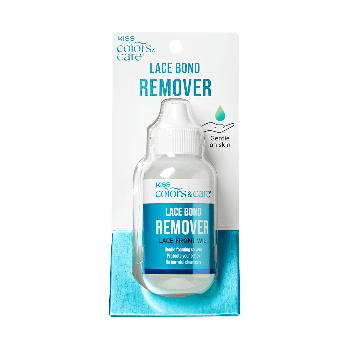 A bottle of KISS Colors & Care lace bond remover that&