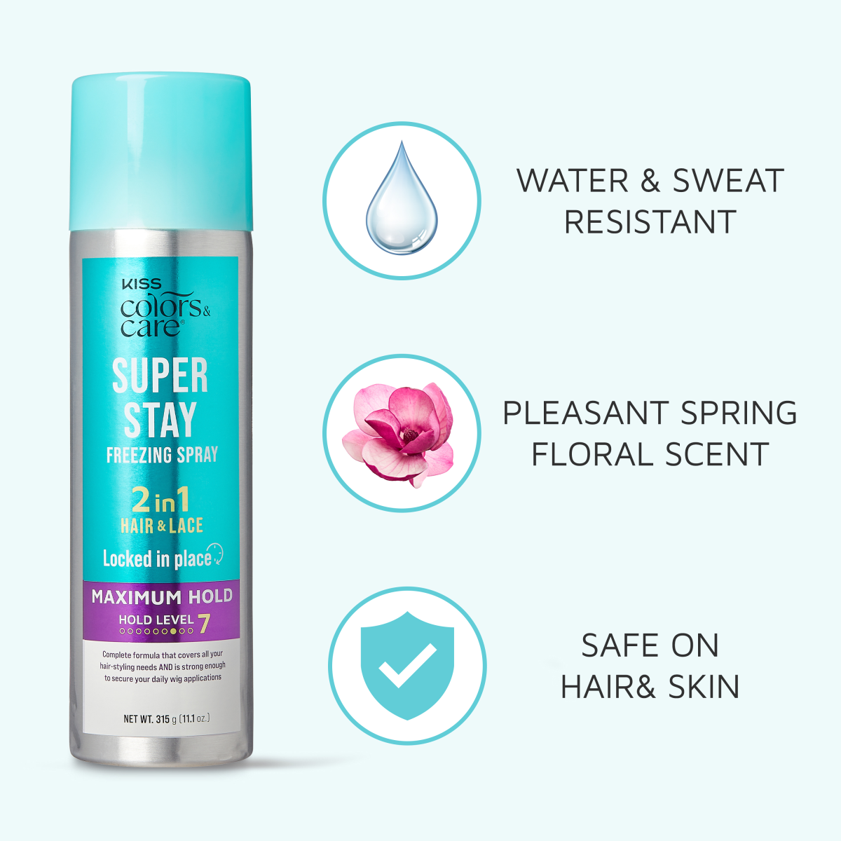 KISS Colors & Care Super Stay Freezing Spray Maximum Hold, 11.1 oz.