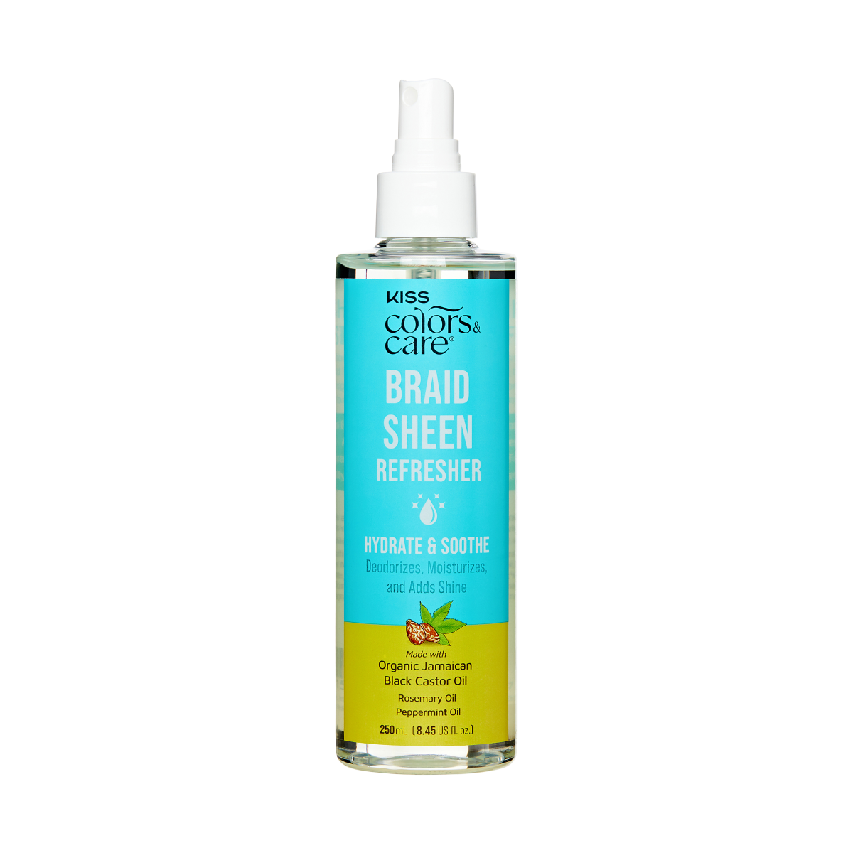 A bottle of KISS Colors and Care Braid Sheen Refresher spray.