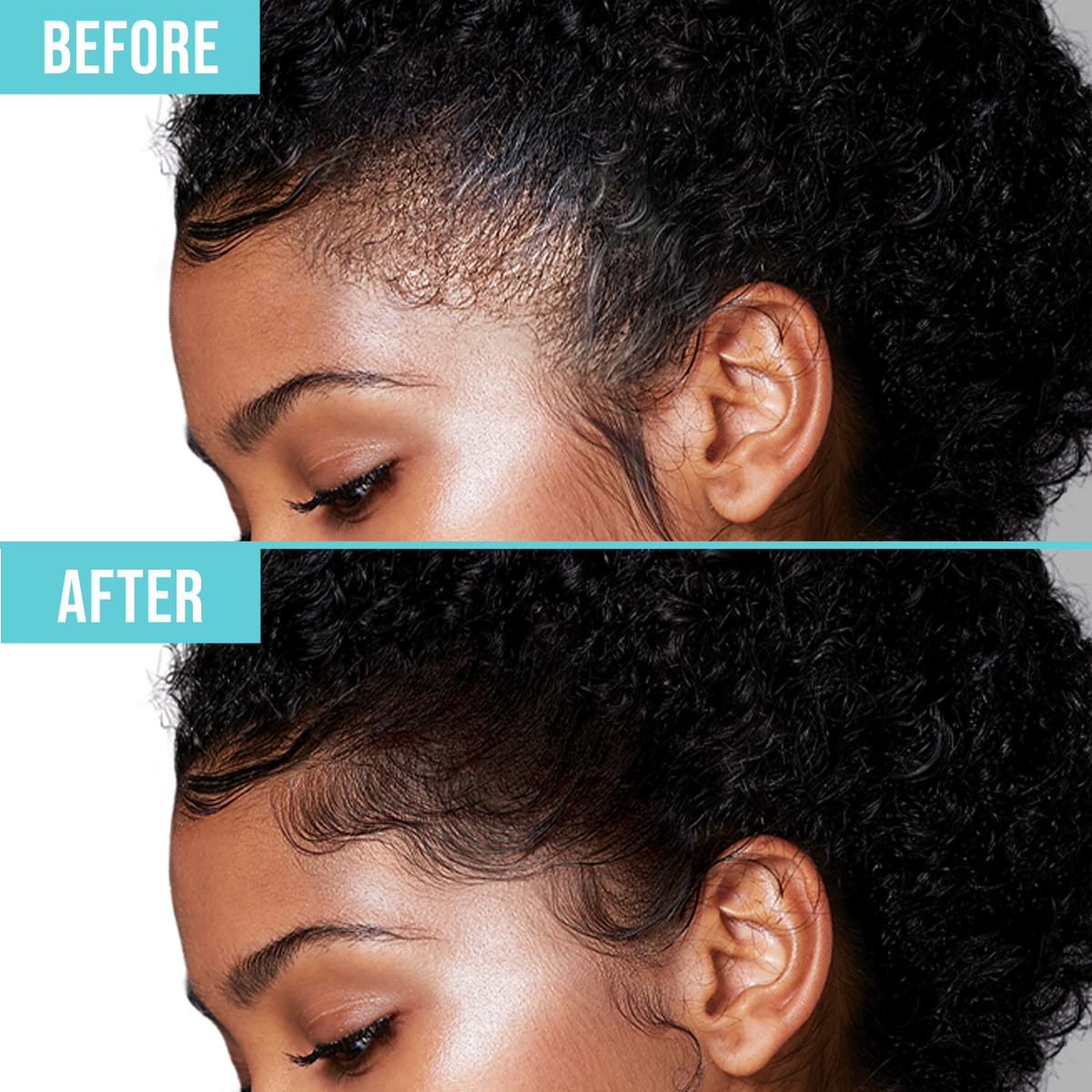 Side-by-side close-up of a woman&