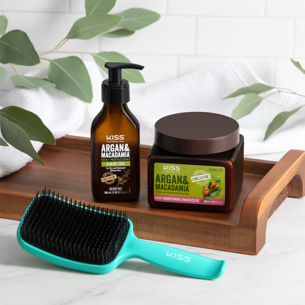 KISS Colors & Care Two-Tiered Wide-Paddle Wet/Dry Detangling Brush