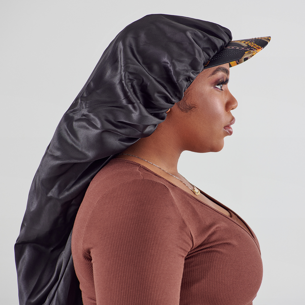 KISS Colors & Care Silky Satin Visor Bonnet Cap - Braid Black