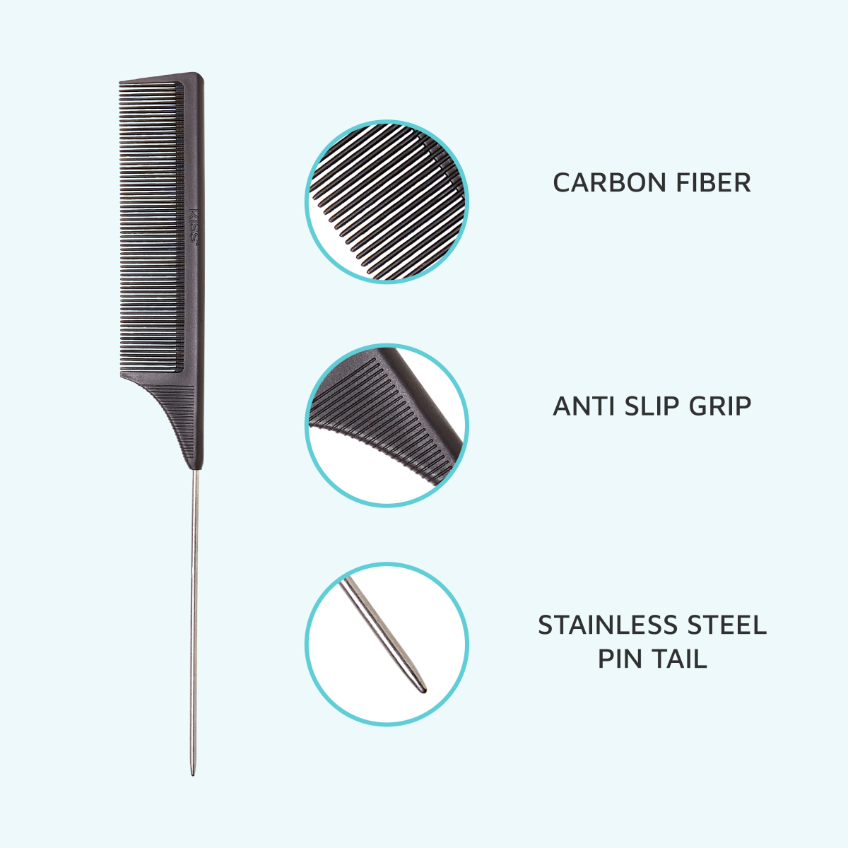 KISS Colors & Care Professional Carbon Fiber Pin Tail Comb
