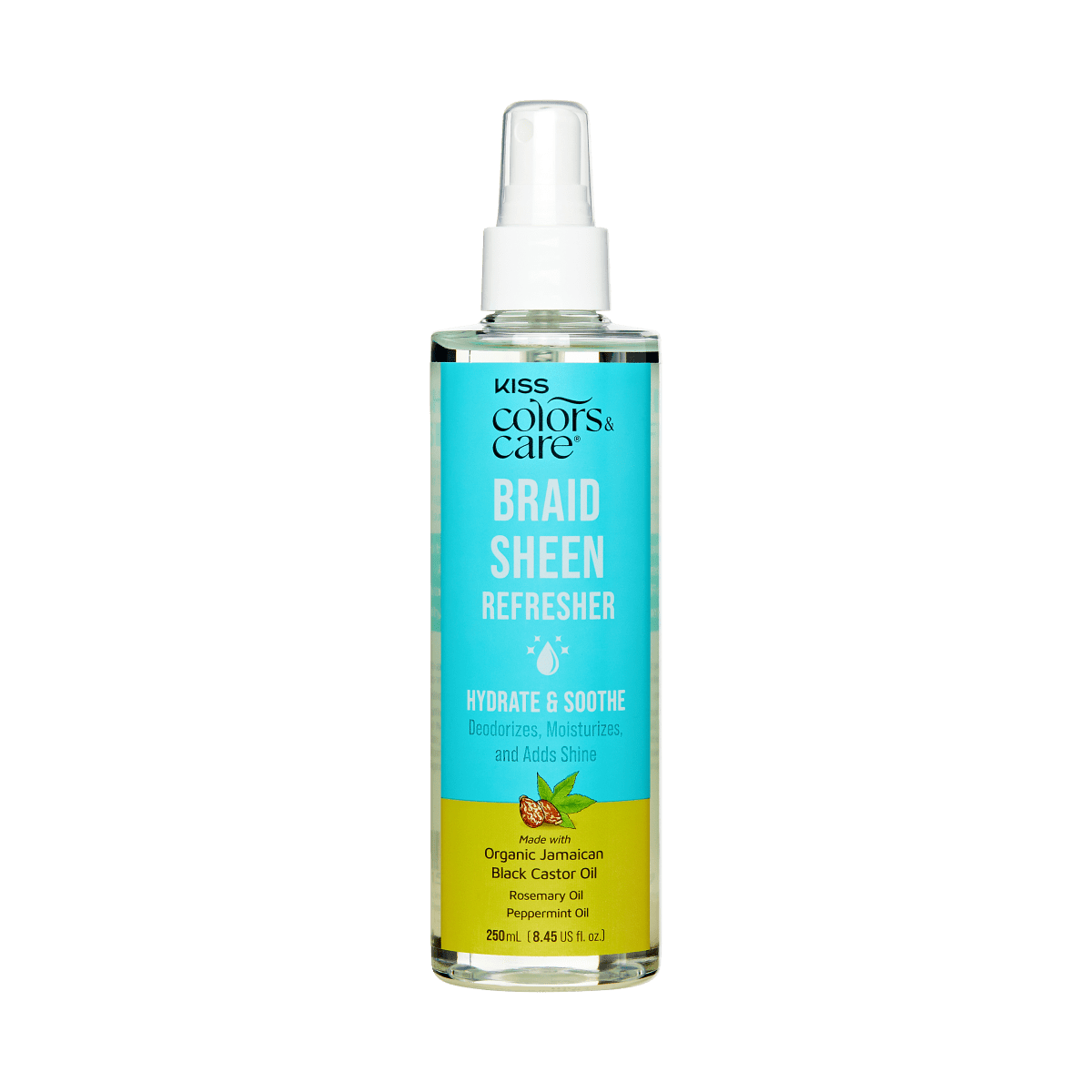 A bottle of KISS Colors and Care Braid Sheen Refresher spray.