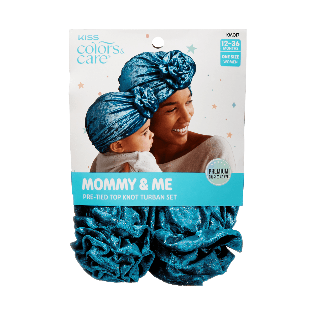 KISS Colors & Care Mommy & Me Pre-Tied Top Knot Turban Set – Blue