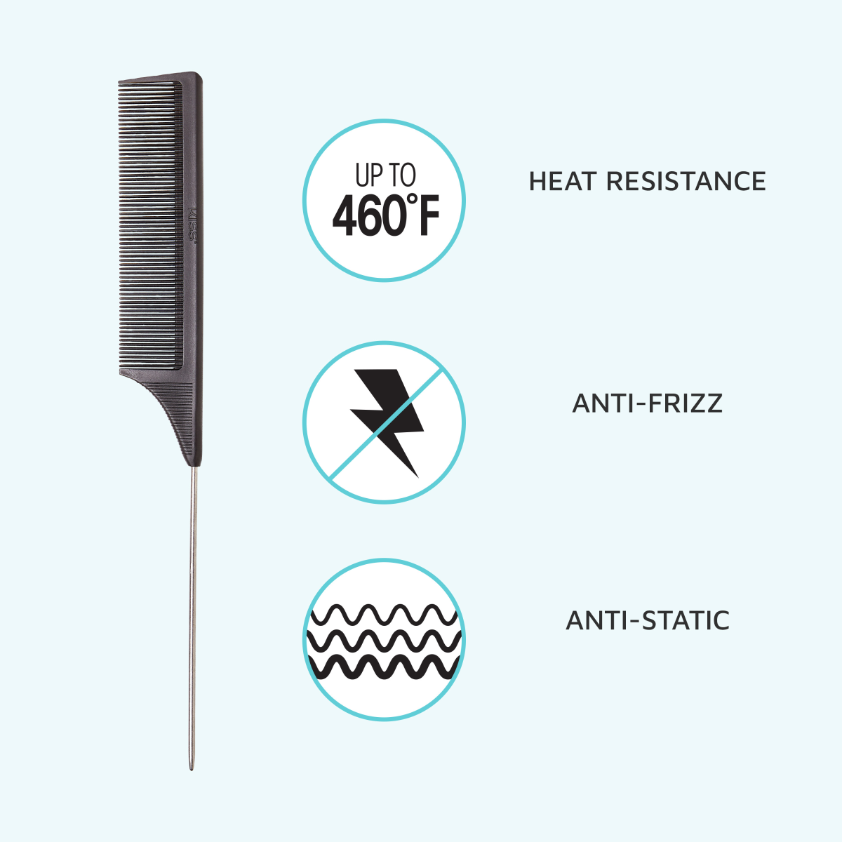 KISS Colors & Care Professional Carbon Fiber Pin Tail Comb