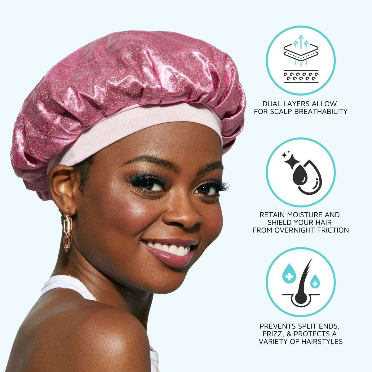 KISS Colors & Care Silky Satin X-Large Bonnet Cap - Black