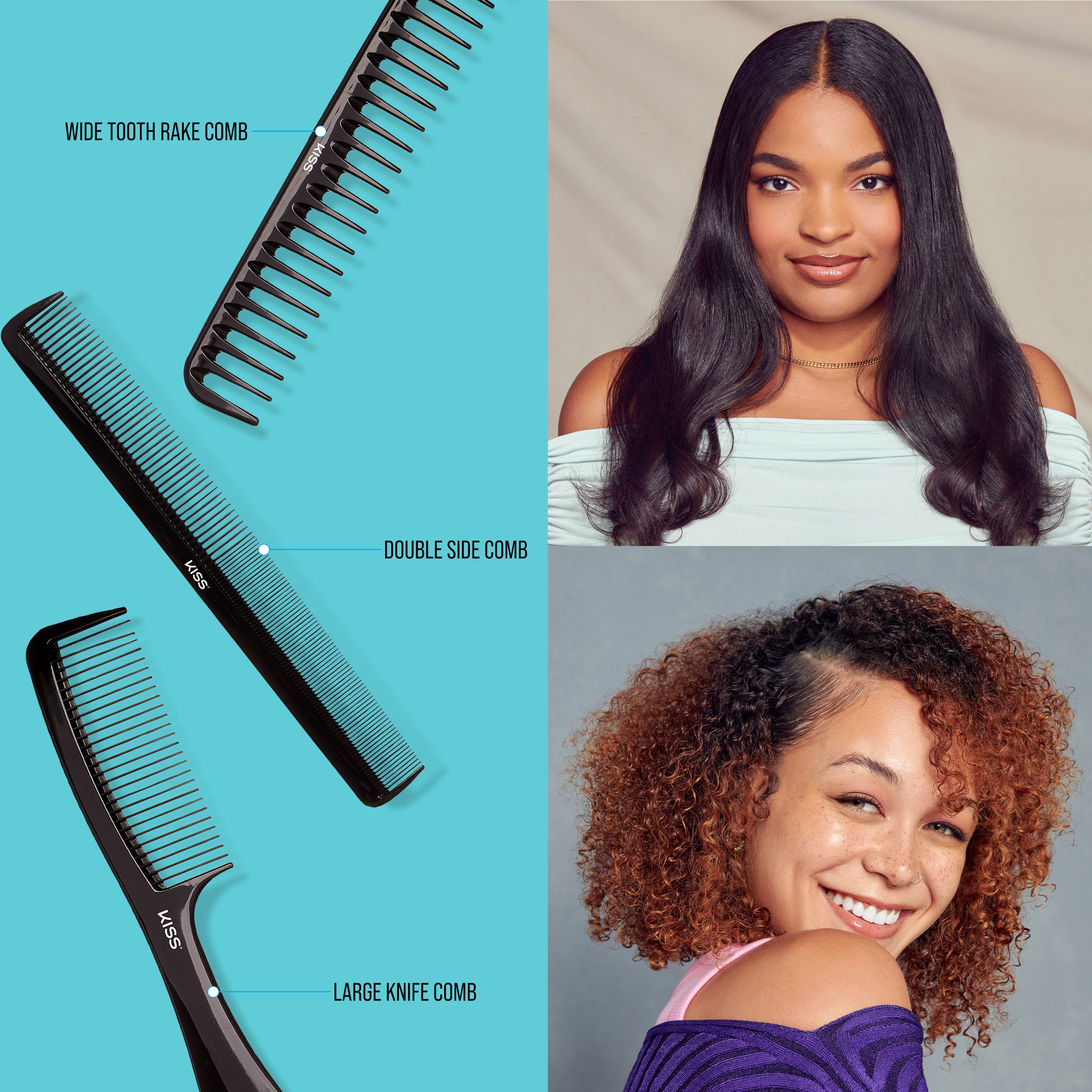 KISS Colors & Care Professional Heat Resistant Pin Tail Parting Comb