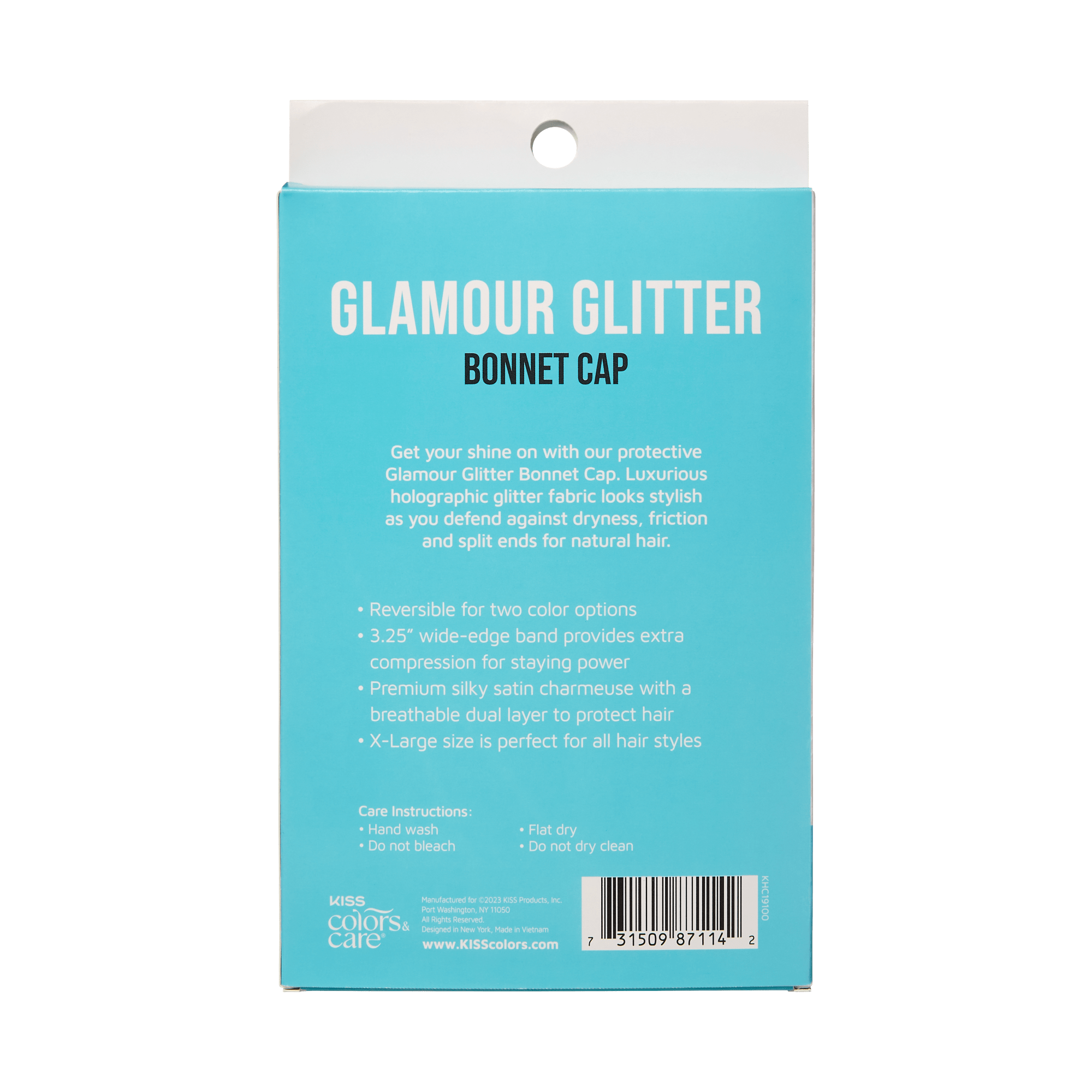 KISS Colors & Care Glamour Glitter Bonnet Cap, XL - Pink Pearl