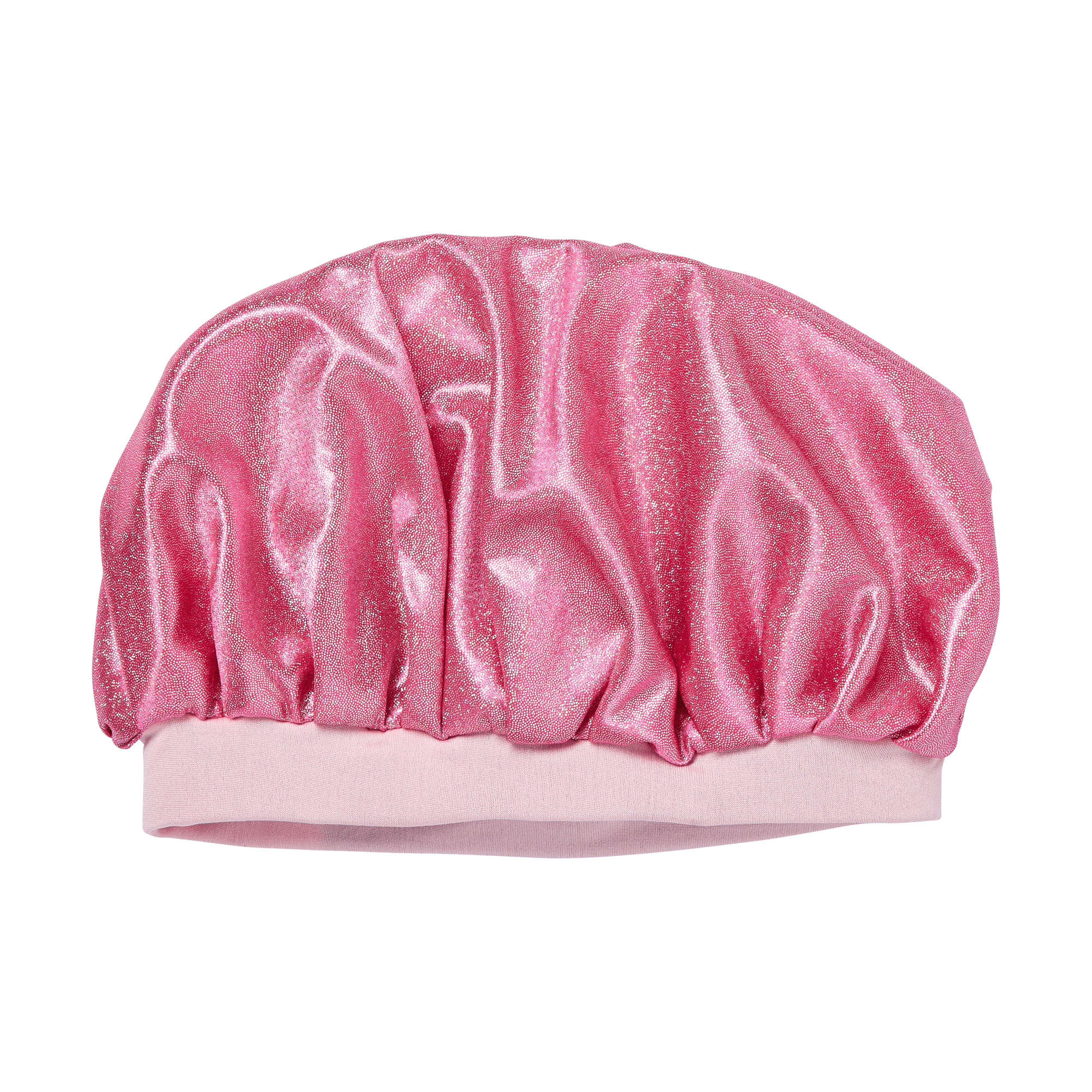 Pink satin shower cap on a transparent background