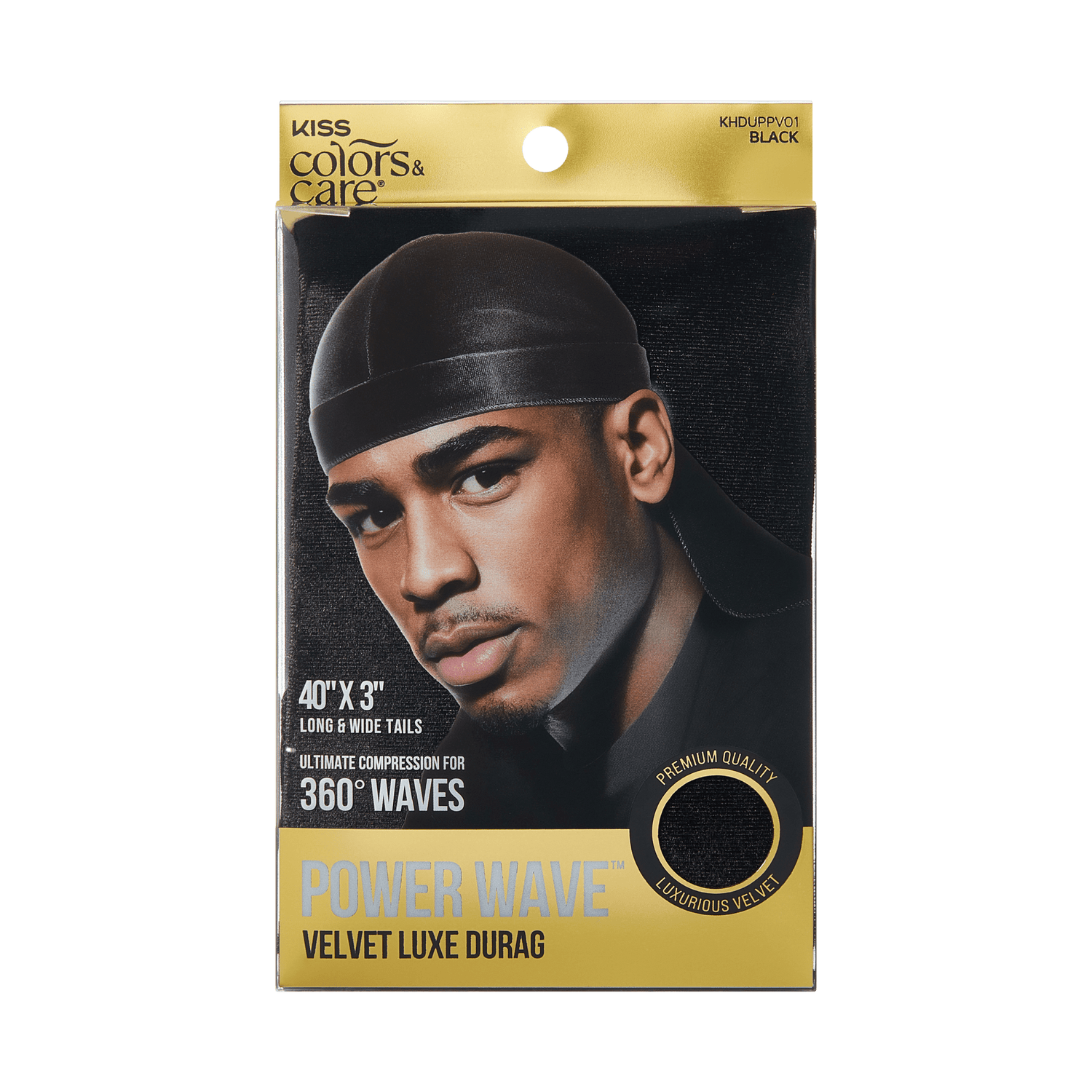 KISS Colors & Care Power Wave Velvet Luxe Durag - Black
