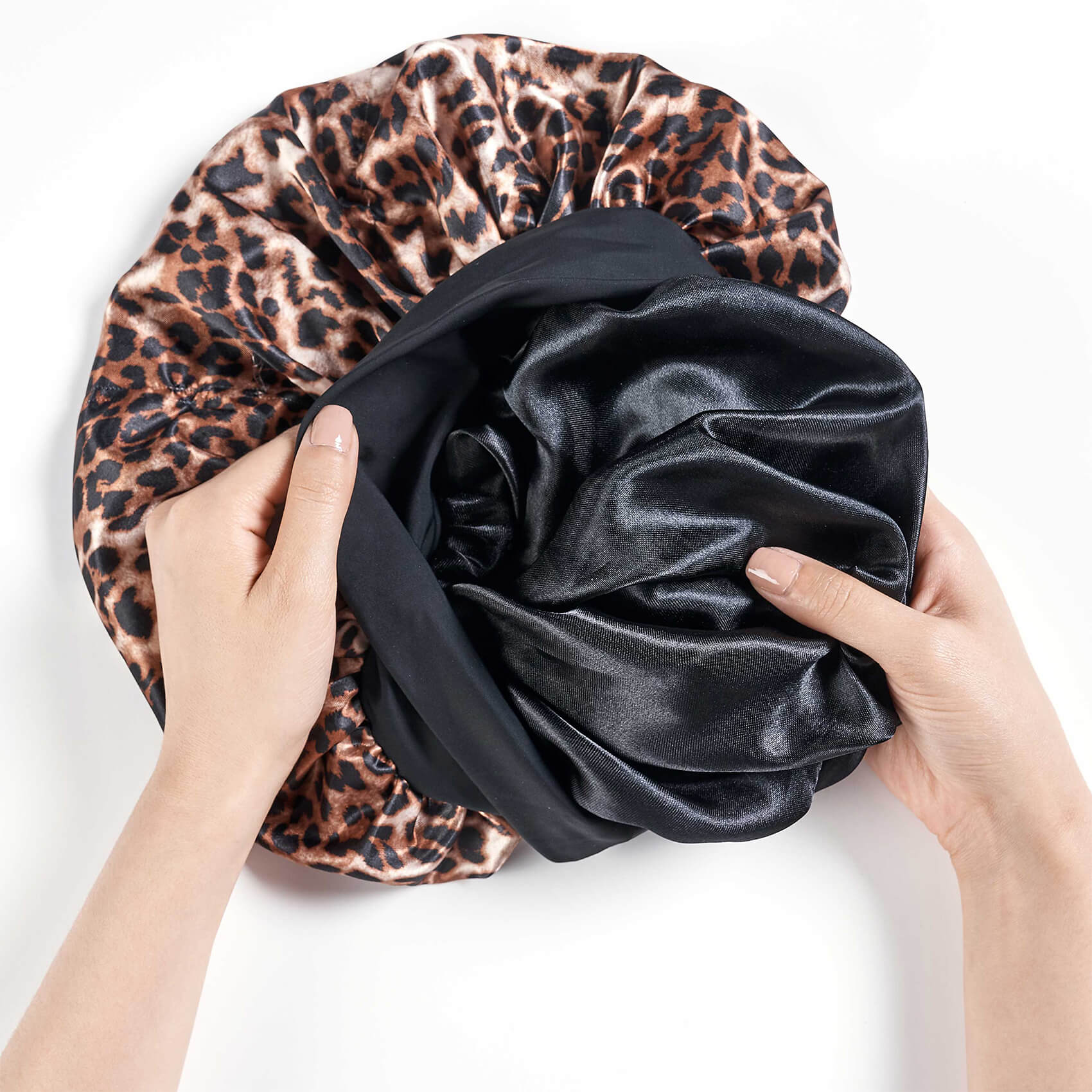 Kiss Colors & Care Silky Satin Double Wear Cap, XL - Leopard | Extra-Large, Silk Bonnet, Sleep Bonnet, Hair Accessories