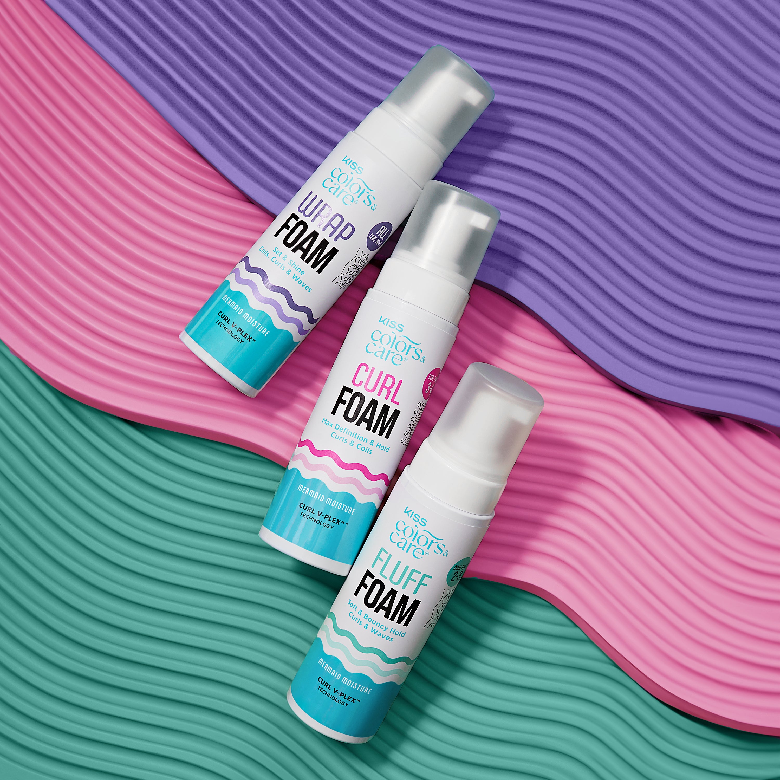 Kiss Colors & Care Wrap Foam Hair Mousse, Set & Shine - 8 fl oz