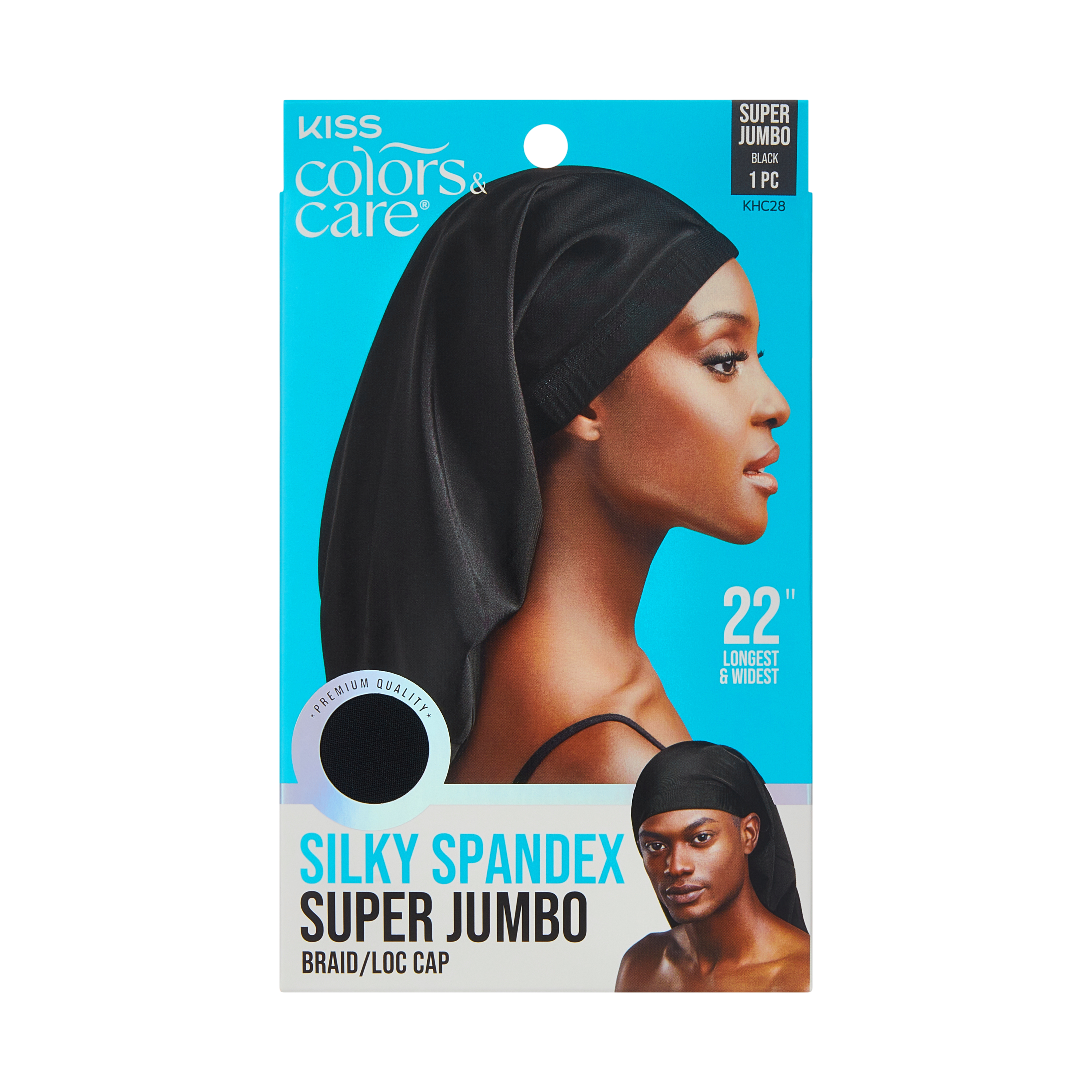 Silky Spandex Hair Cap - Super Jumbo, Black | KISS Colors & Care