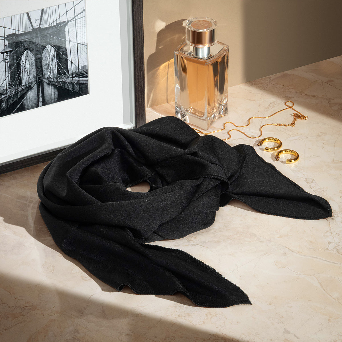 Kiss Colors & Care Satin Wrap Scarf - Black
