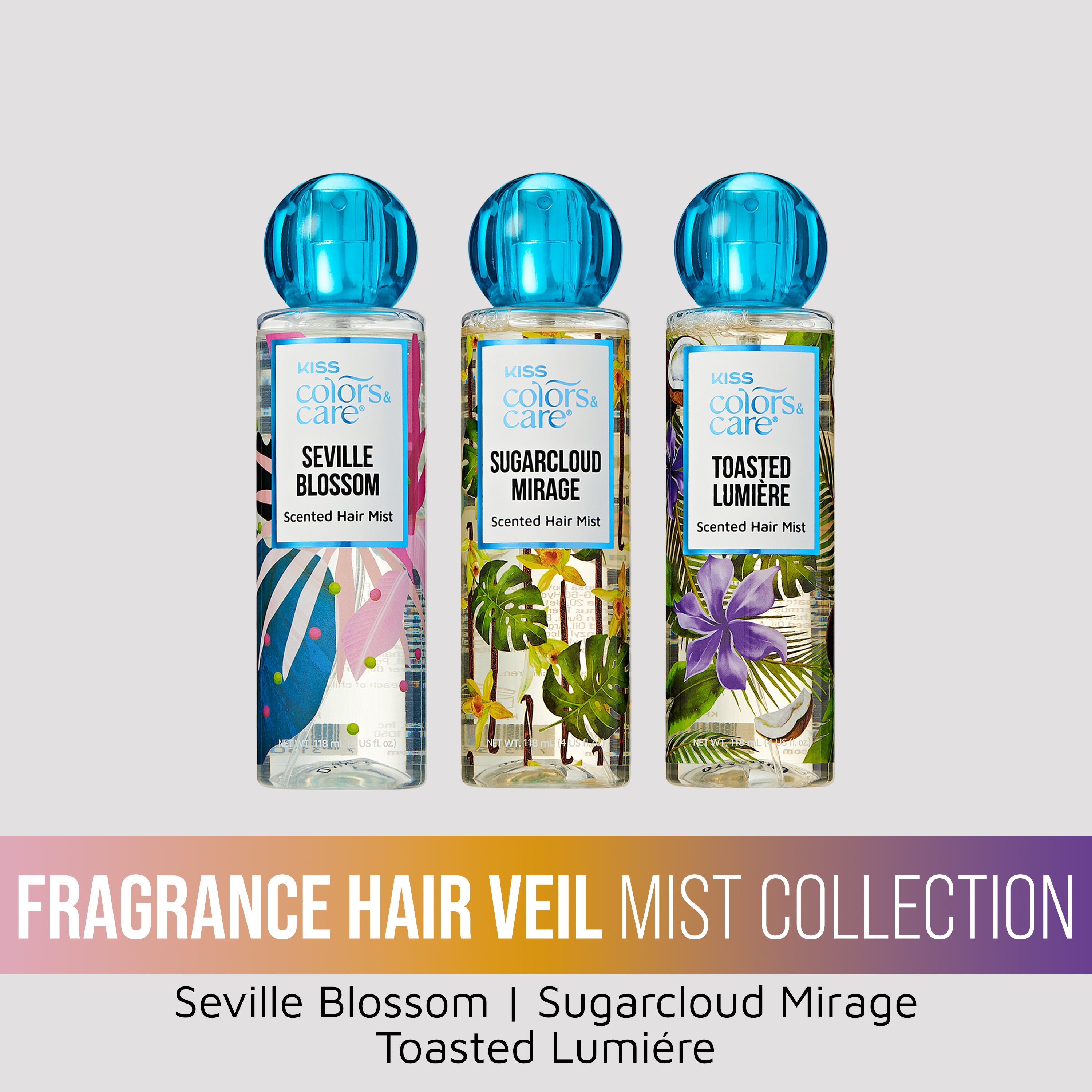 Kiss Colors & Care Clean Fragrance Hair Veil Mist Collection Bundle