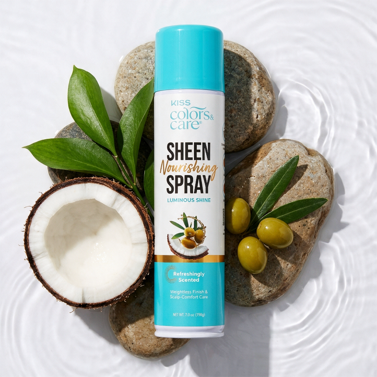 Kiss Colors & Care Nourishing Sheen Spray for Luminous Shine | 7 US fl. oz, Hair Care