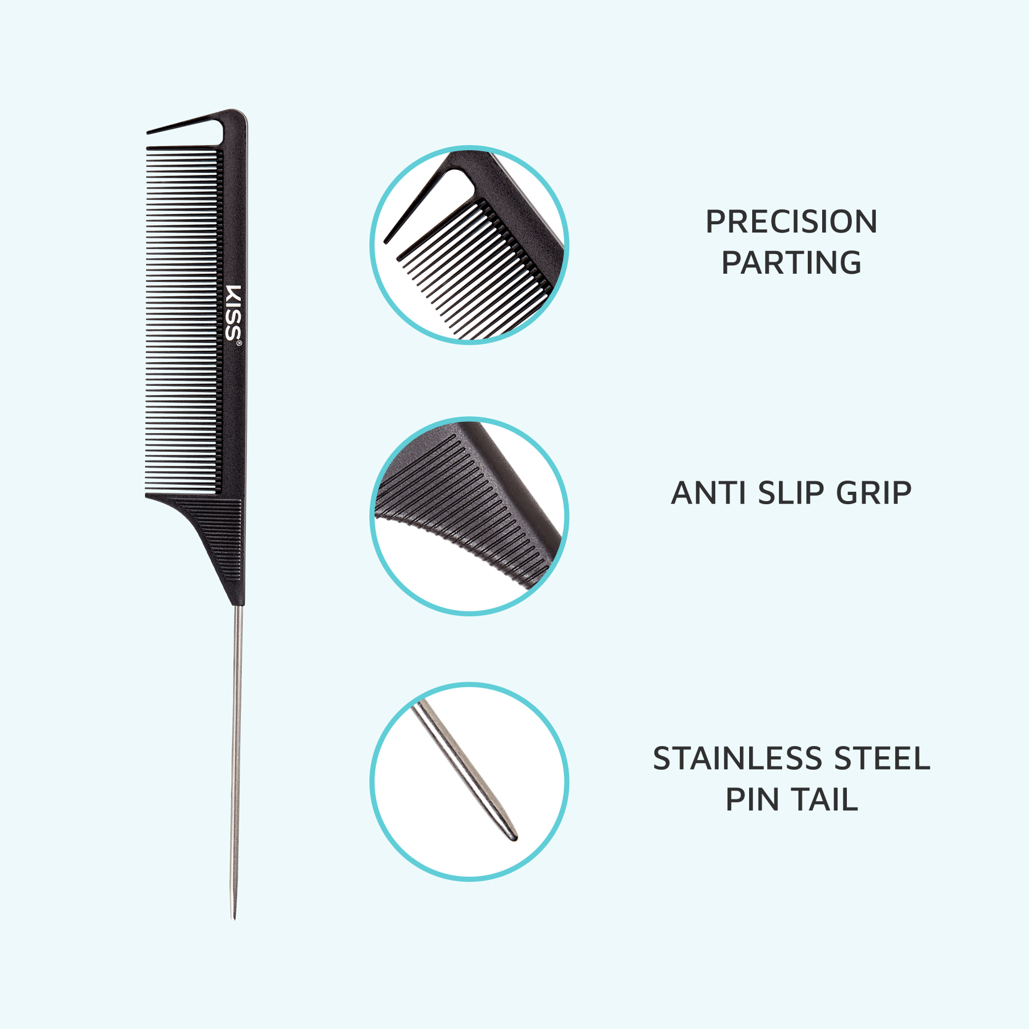 KISS Colors & Care Pin Tail Parting Comb