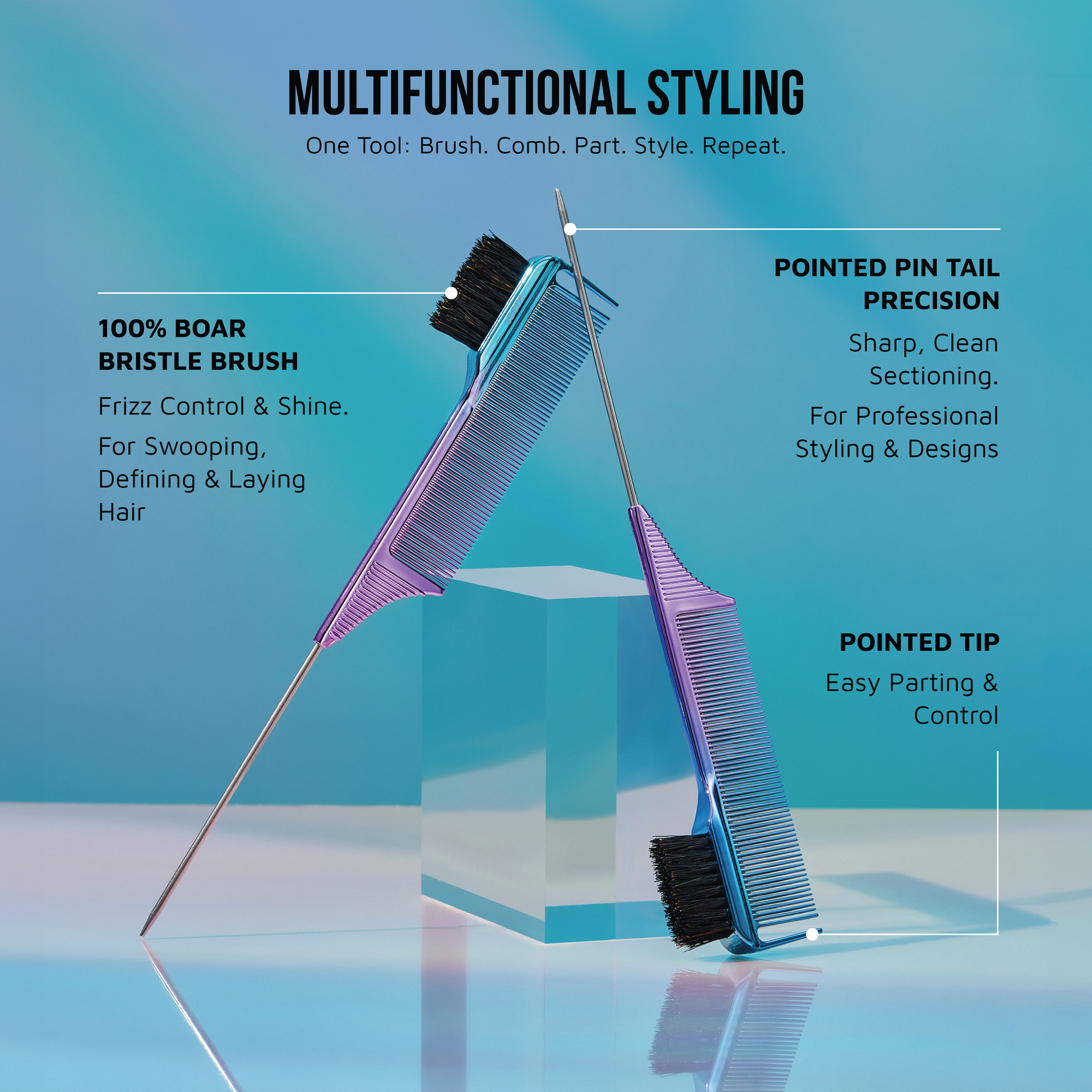 KISS Colors & Care 3-in-1 Ombre Chrome Edge Combrush