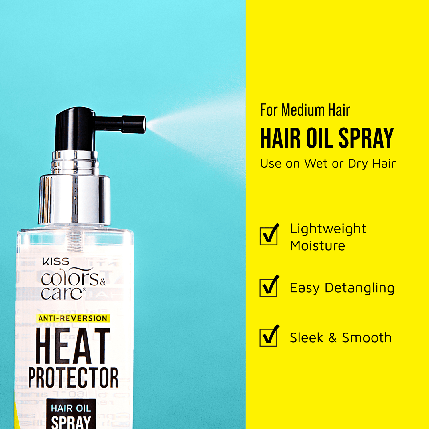 KISS Colors & Care Anti-Reversion Heat Protector Hair Oil Spray