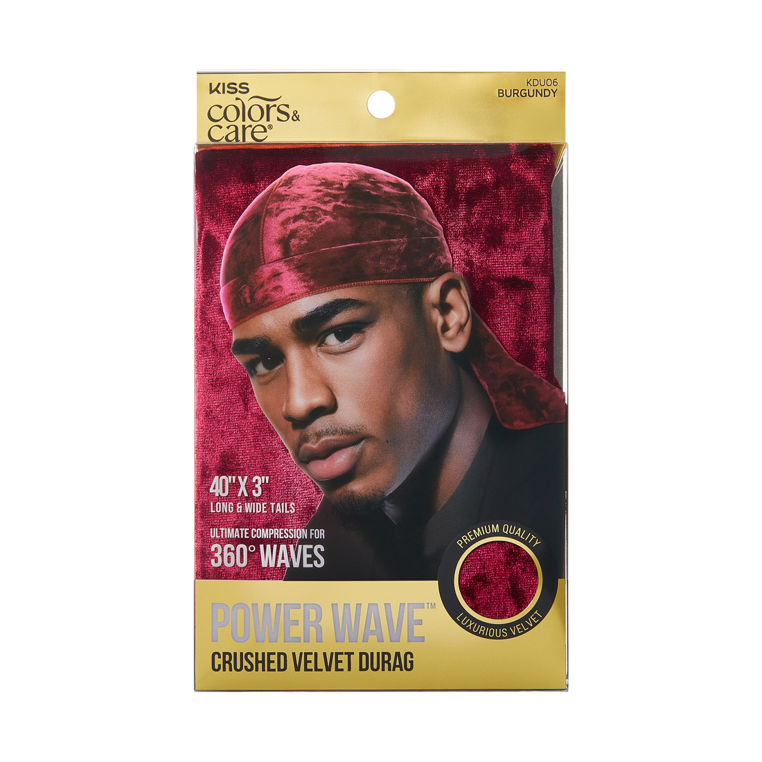 KISS Colors & Care Power Wave Velvet Luxe Durag, Burgundy