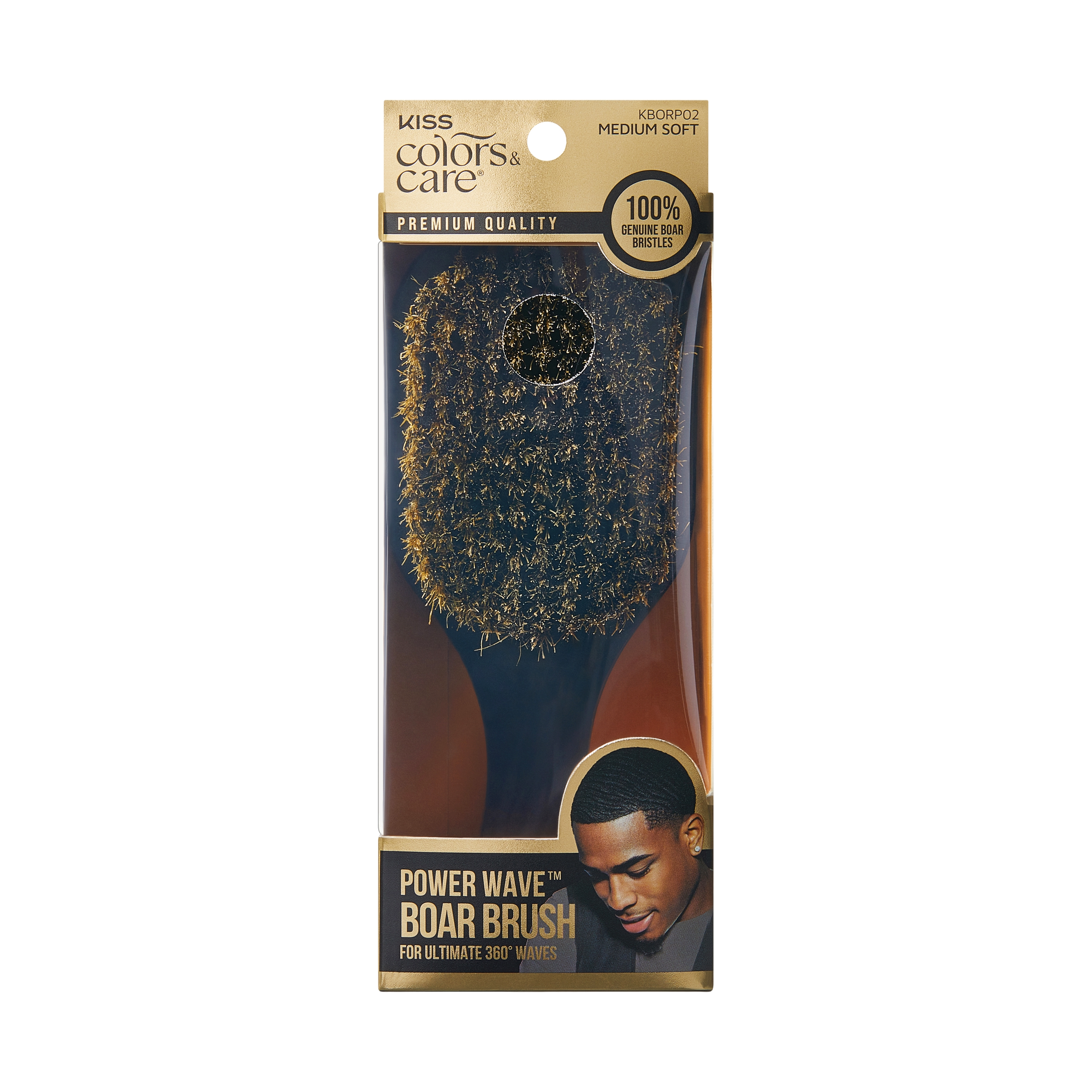 KISS Colors & Care 360 Power Wave Premium Boar Brush - Medium Soft