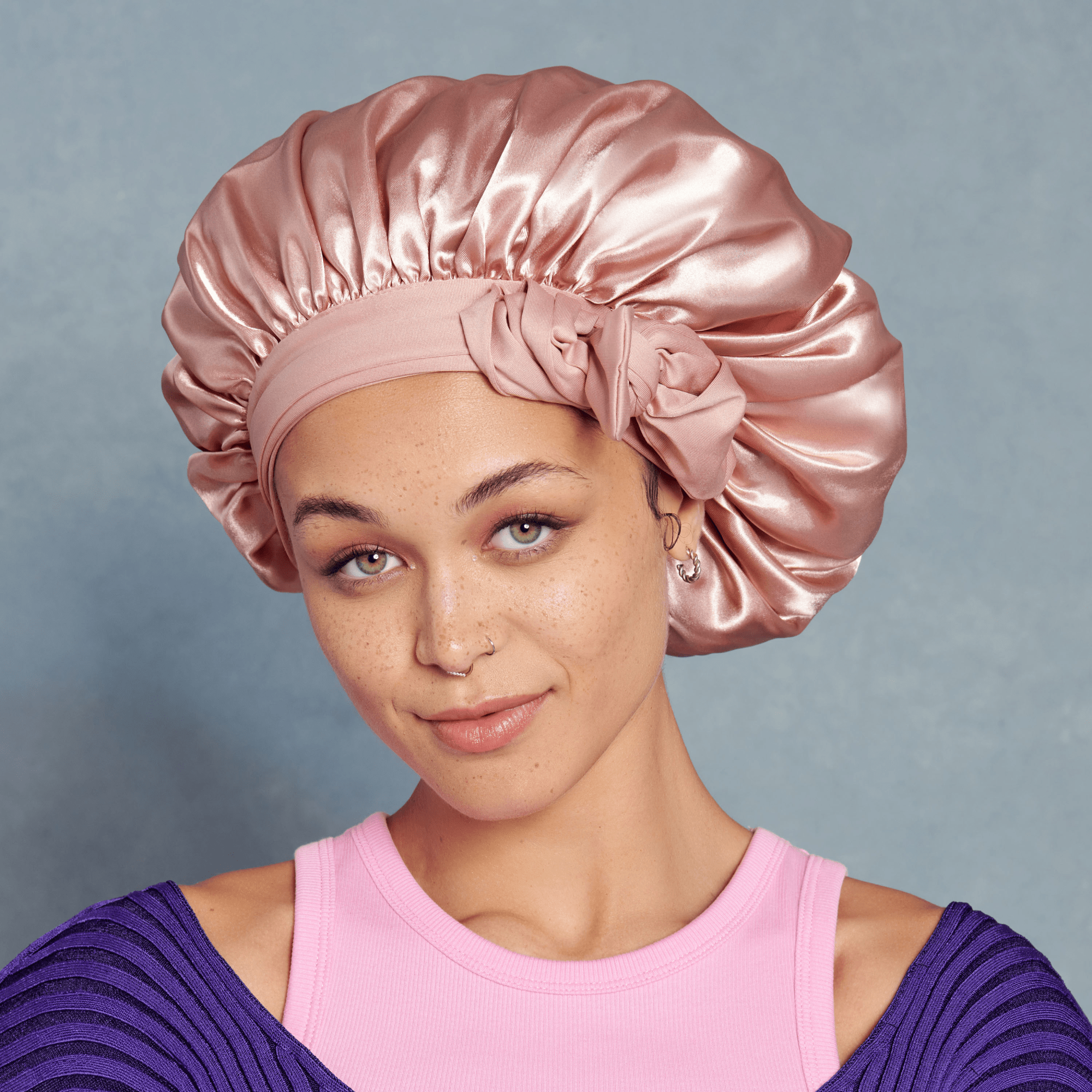 KISS Colors & Care Silky Satin Tie Band Bonnet, Pink, X-Large