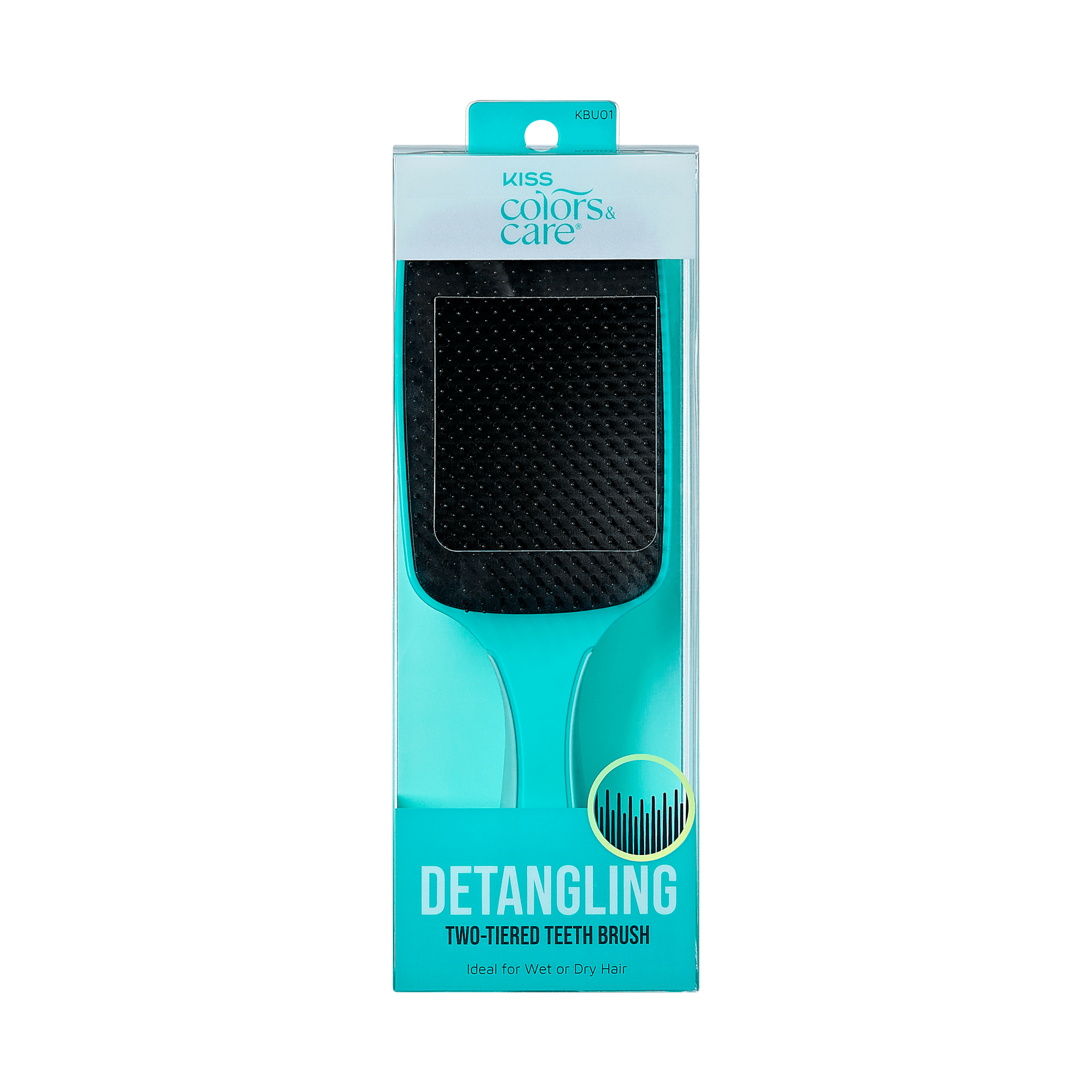 Kiss Colors & Care Two-Tiered Wide-Paddle Wet/Dry Detangling Brush