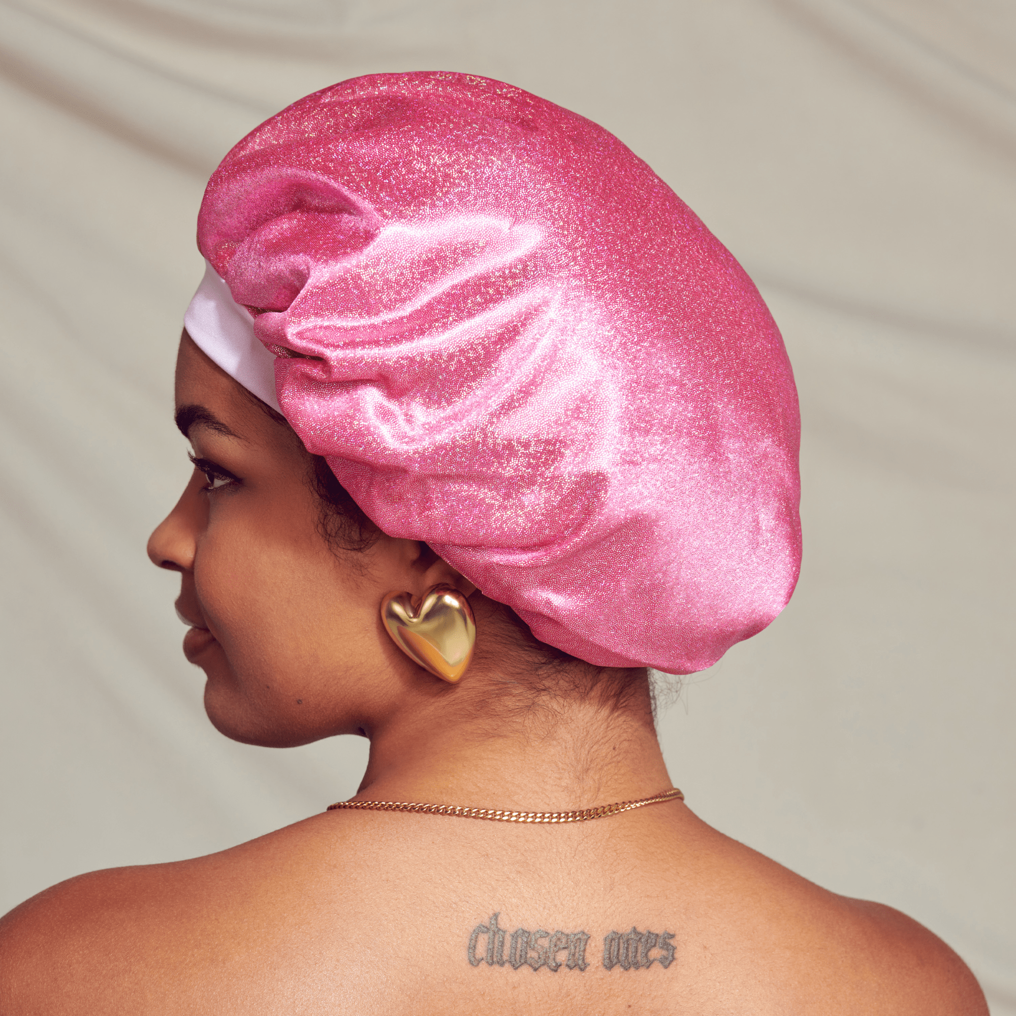 KISS Colors & Care Glamour Glitter Bonnet Cap, XL - Pink Pearl