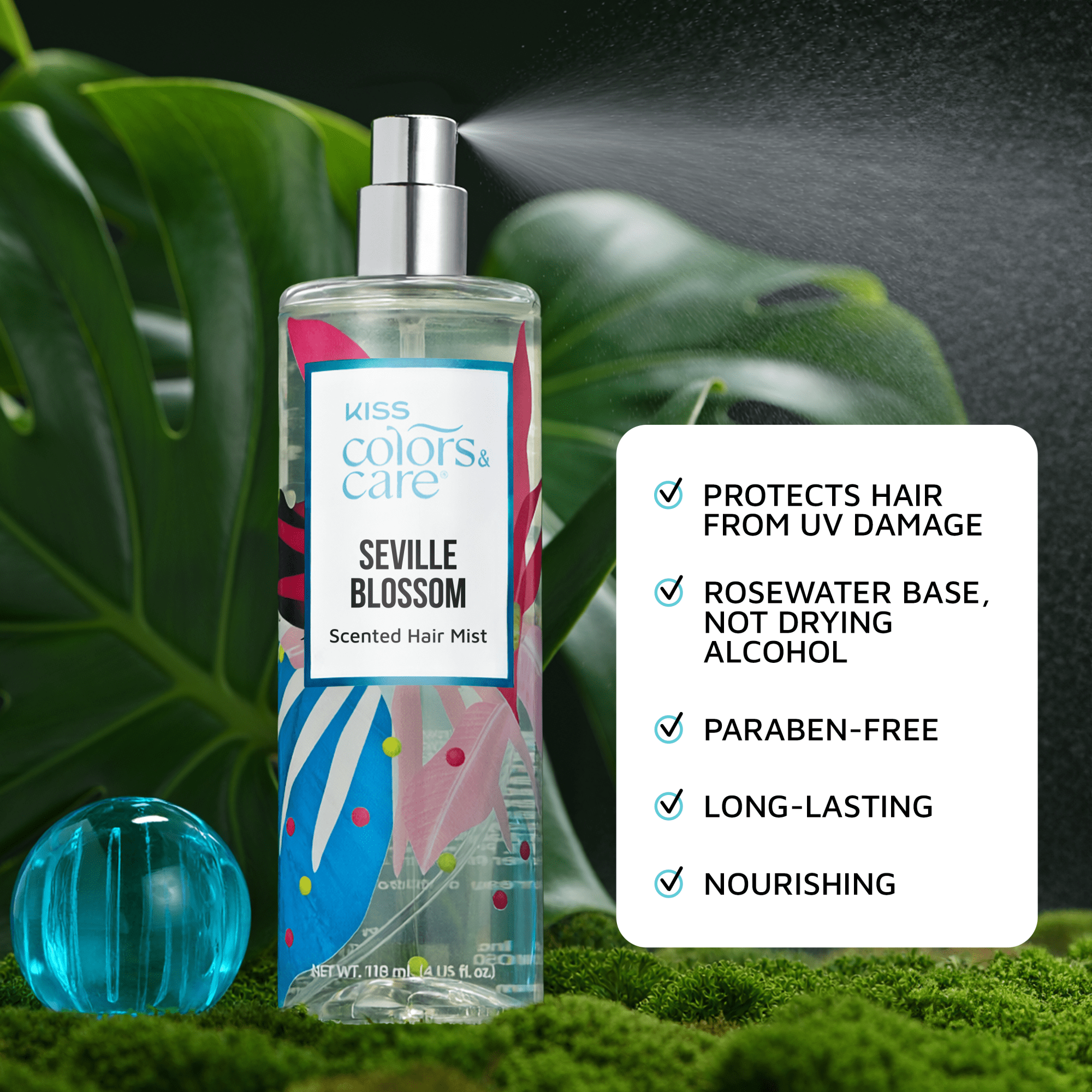 Kiss Colors & Care Clean Fragrance Hair Veil Mist, 4 oz. - Seville Blossom