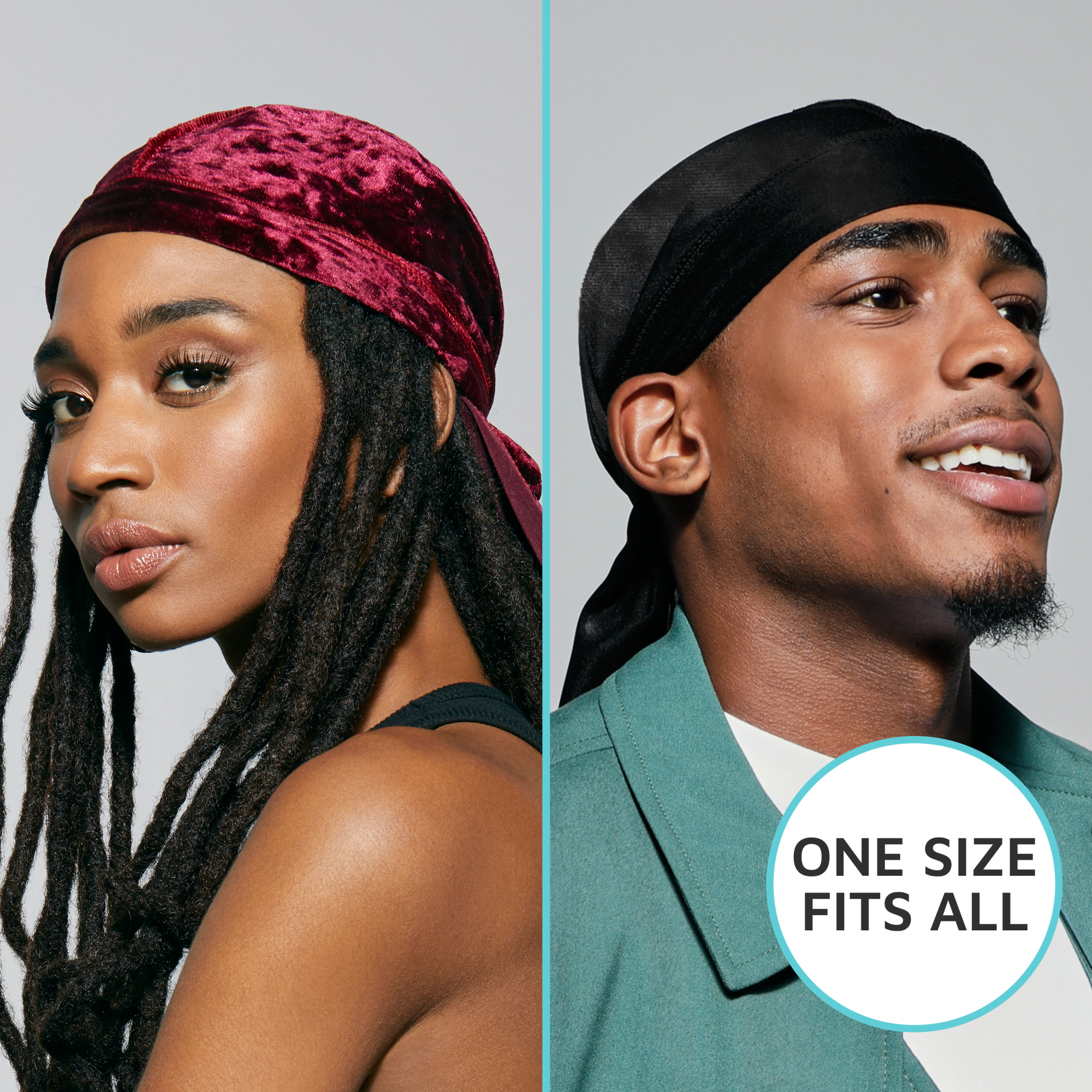 KISS Colors & Care Power Wave Velvet Luxe Durag - Black