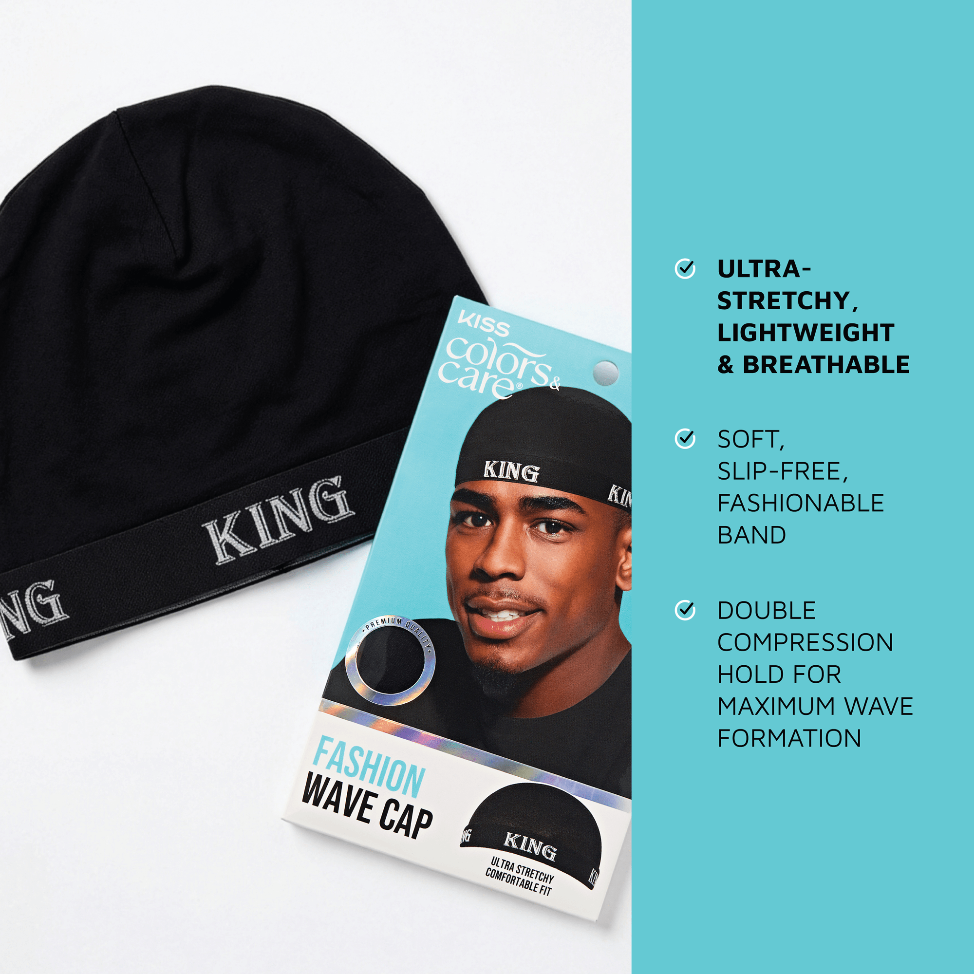 Kiss Colors & Care Premium Fashion Wave Cap - Black
