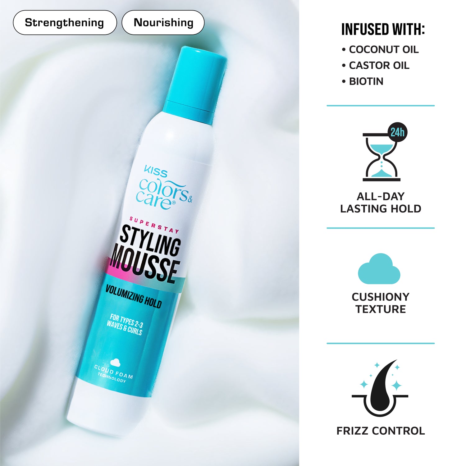 Kiss Colors &amp; Care Superstay Styling Mousse - Volumizing Hold