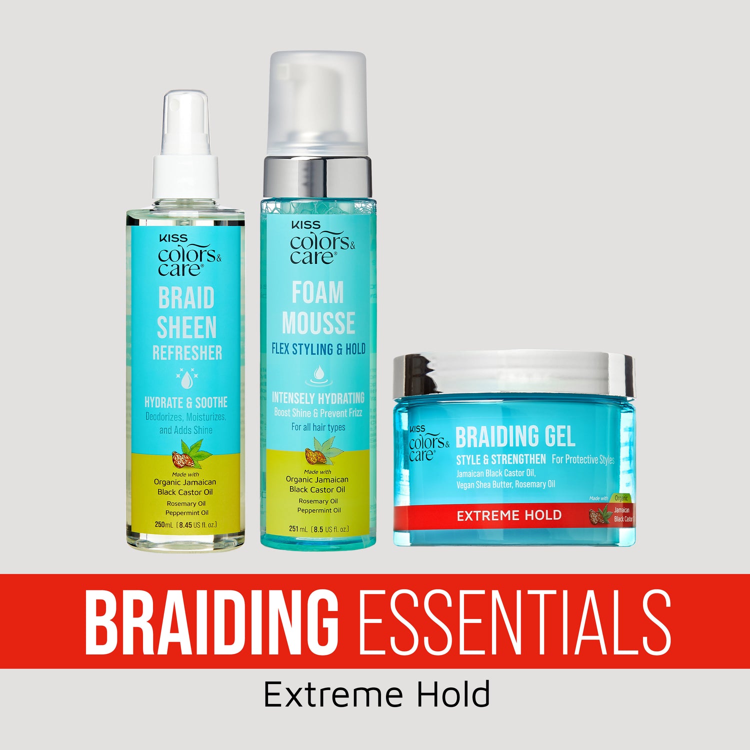 KISS Colors &amp; Care Braiding Essentials Bundle - Extreme Hold