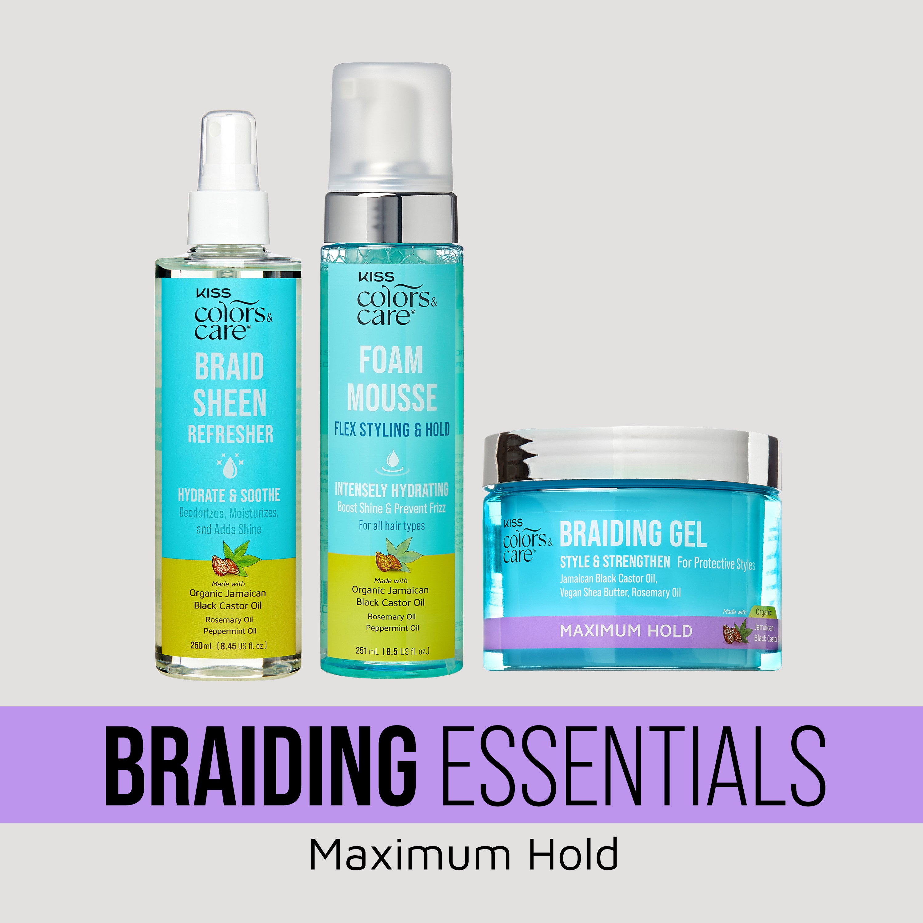 KISS Colors &amp; Care Braiding Essentials Bundle - Maximum Hold