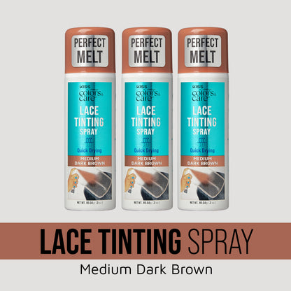 KISS Colors &amp; Care Lace Tinting Spray Medium Dark Brown Bundle 3 Pack