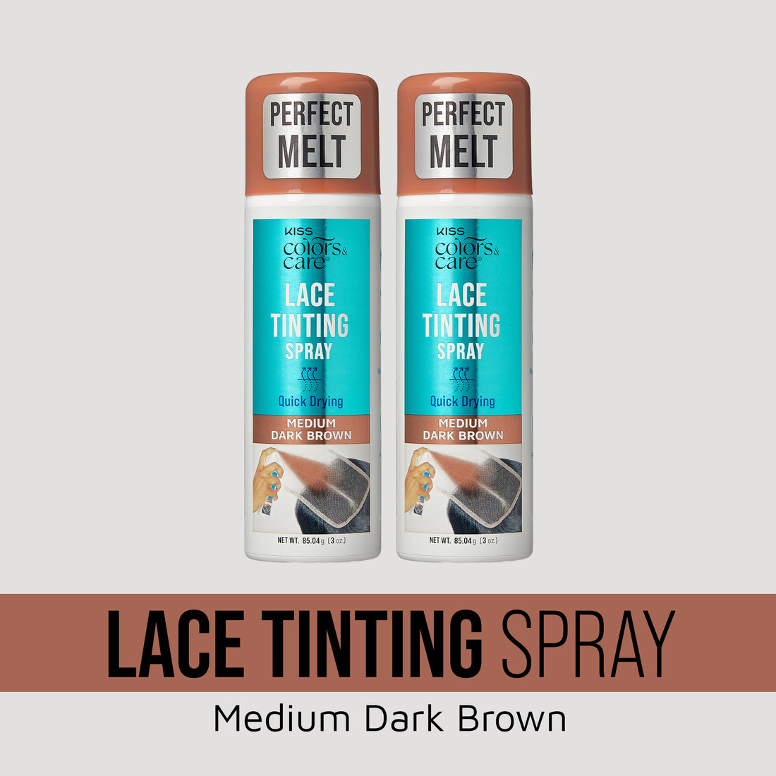 KISS Colors &amp; Care Lace Tinting Spray Medium Dark Brown Bundle 2 Pack