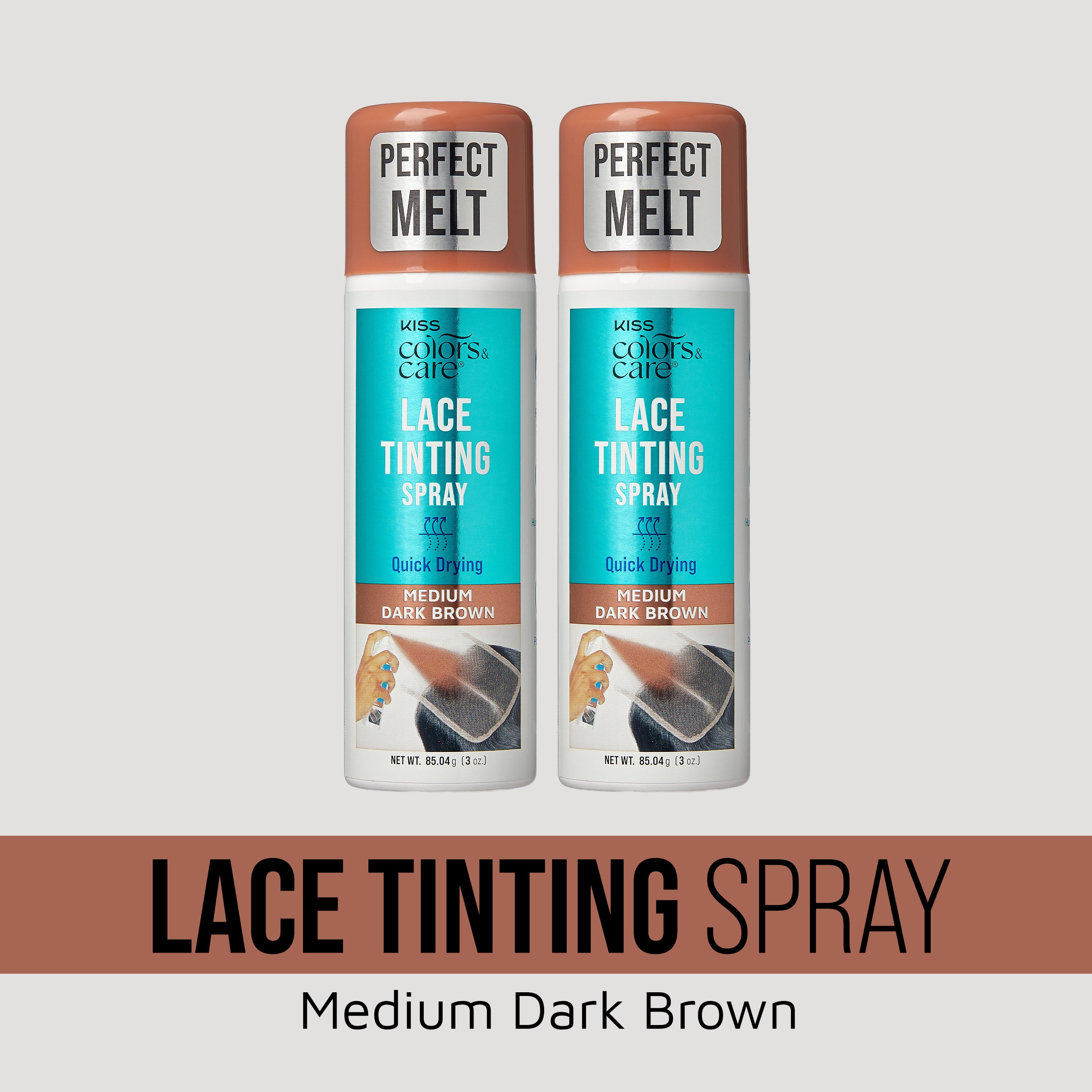 KISS Colors &amp; Care Lace Tinting Spray Medium Dark Brown Bundle 2 Pack