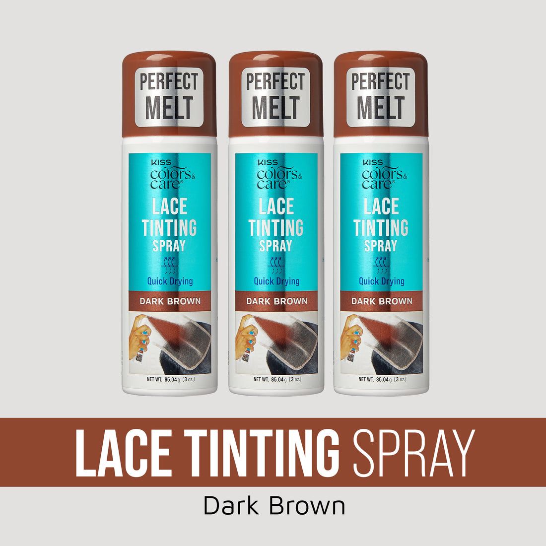 KISS Colors &amp; Care Lace Tinting Spray Dark Brown Bundle 3 Pack