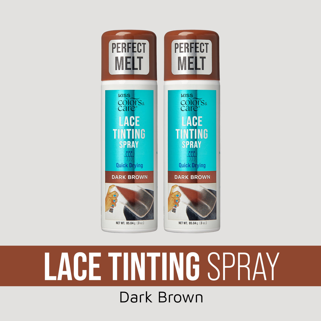KISS Colors &amp; Care Lace Tinting Spray Dark Brown Bundle 2 Pack