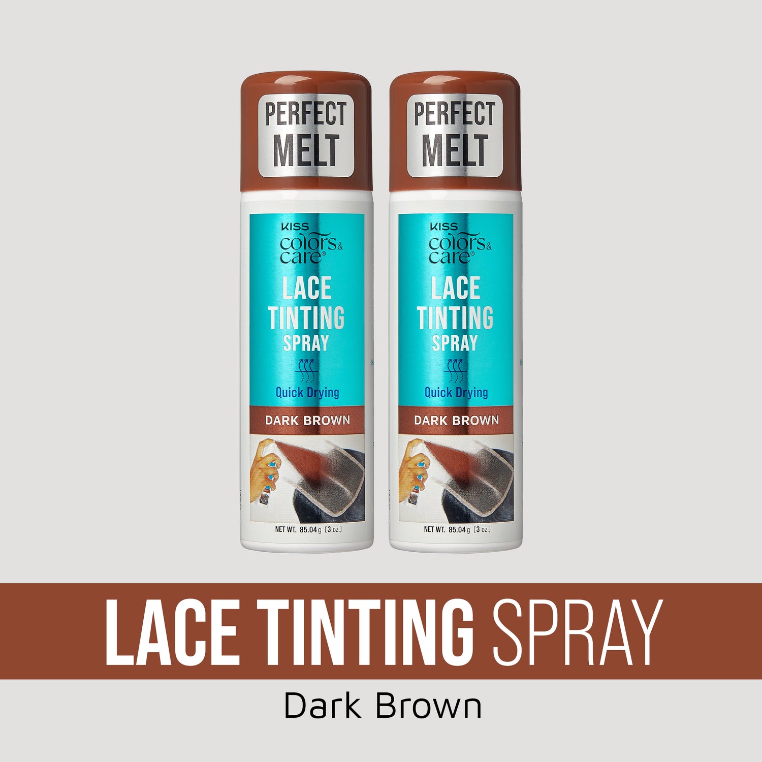 KISS Colors &amp; Care Lace Tinting Spray Dark Brown Bundle 2 Pack