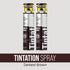 Two silver and dark brown cans of KISS Colors & Care Tintation Spray in Darkest Brown, with pointed nozzle for precise control.